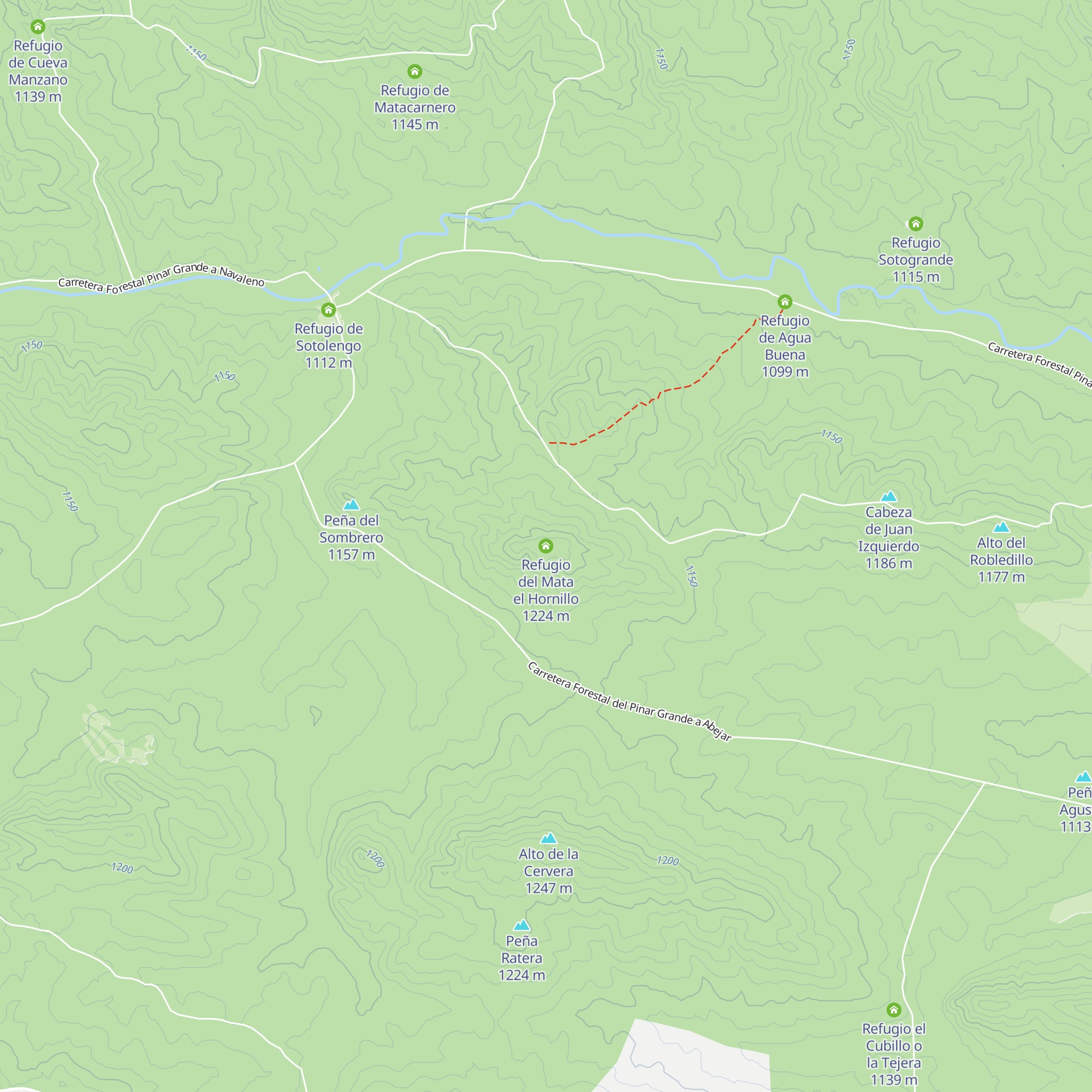 Refugio del Mata el Hornillo map