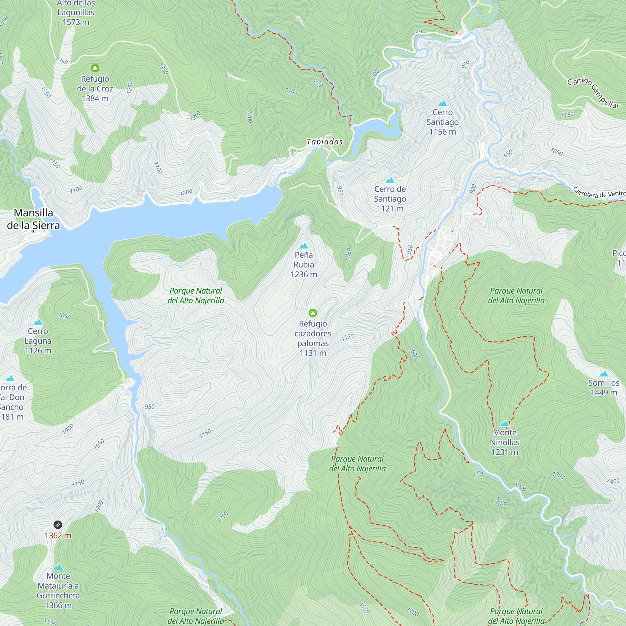 Refugio cazadores palomas map