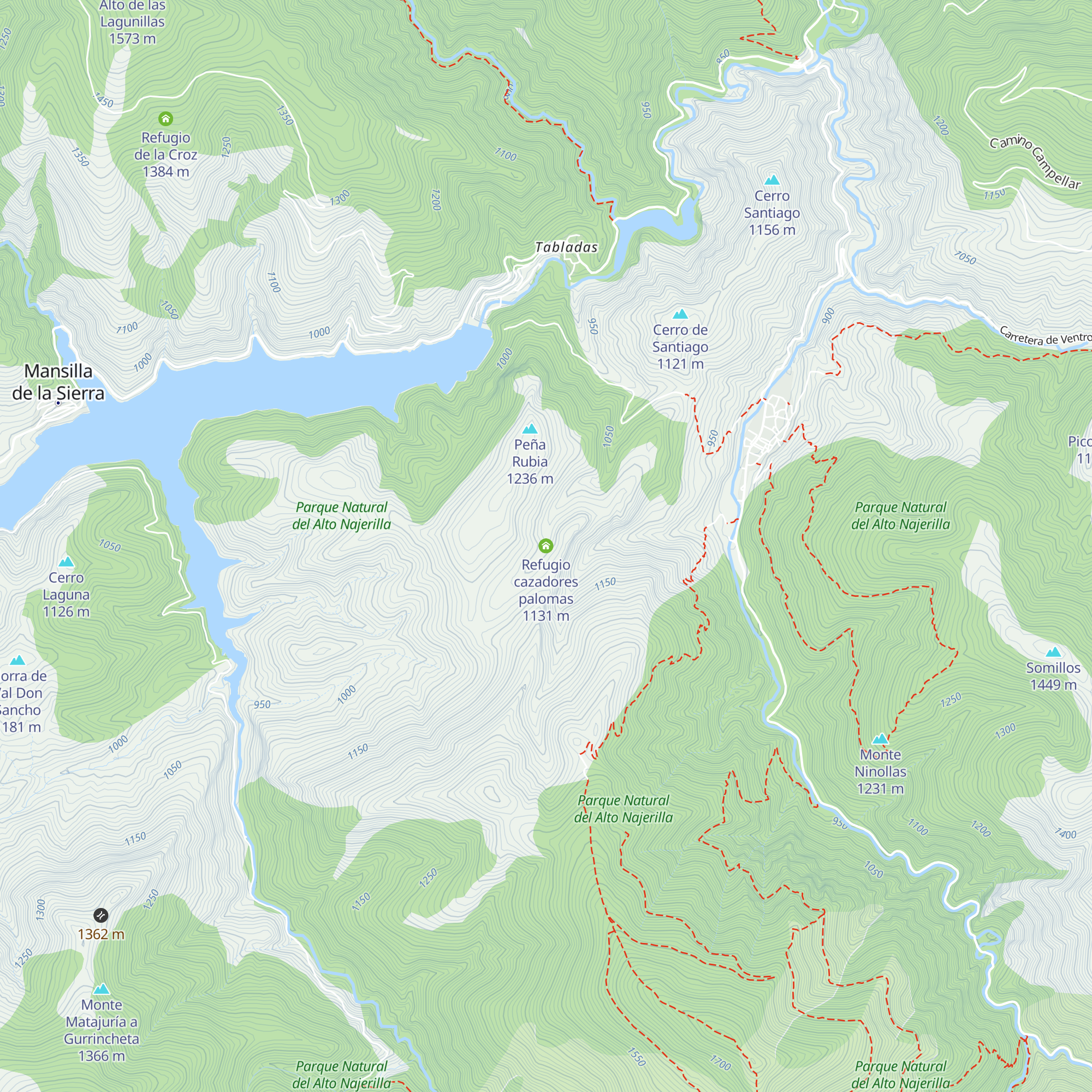 Refugio cazadores palomas map