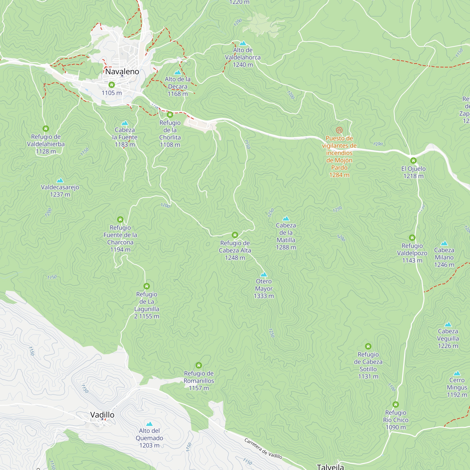 Refugio de Cabeza Alta map