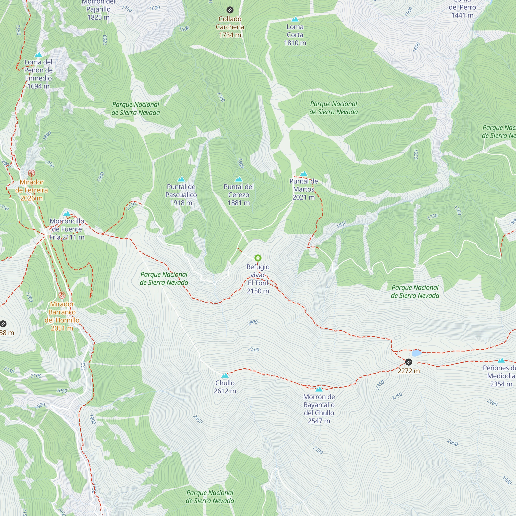 Refugio vivac El Toril map