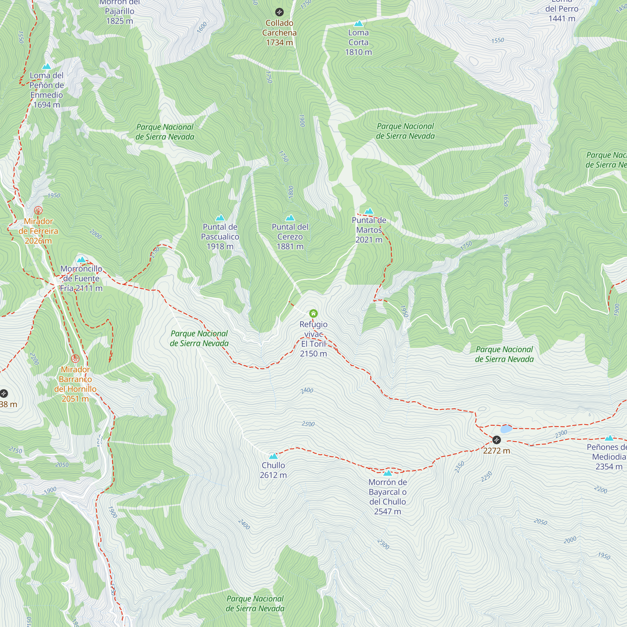 Refugio vivac El Toril map