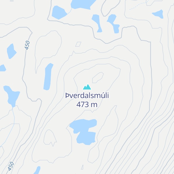 Map of Þverdalsmúli