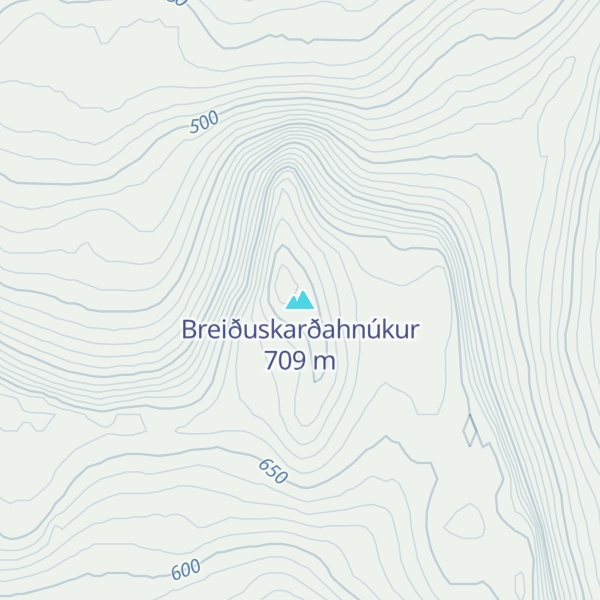 Map of Breiðuskarðahnúkur