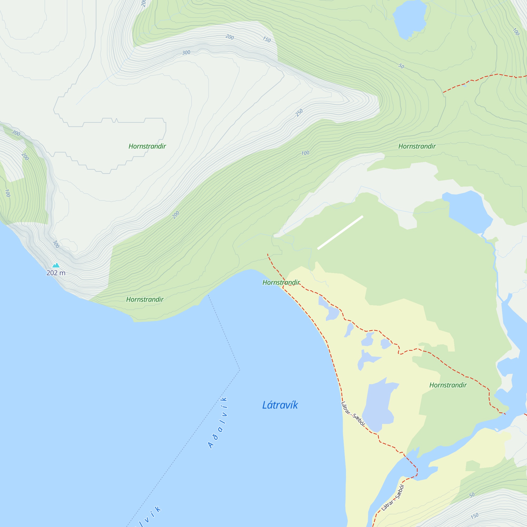 Emergency shelter Látrar map