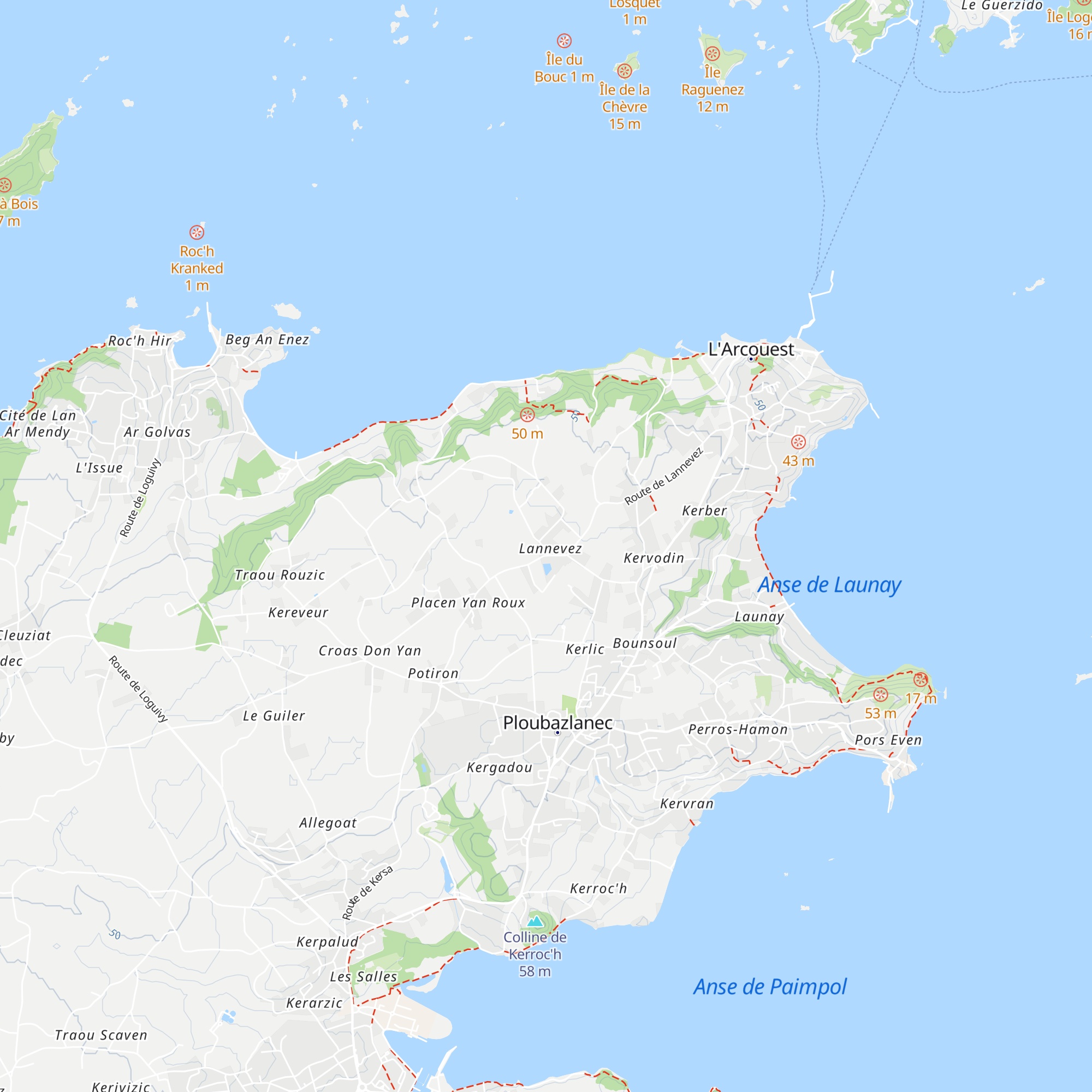 Gîtes de Lannevez map