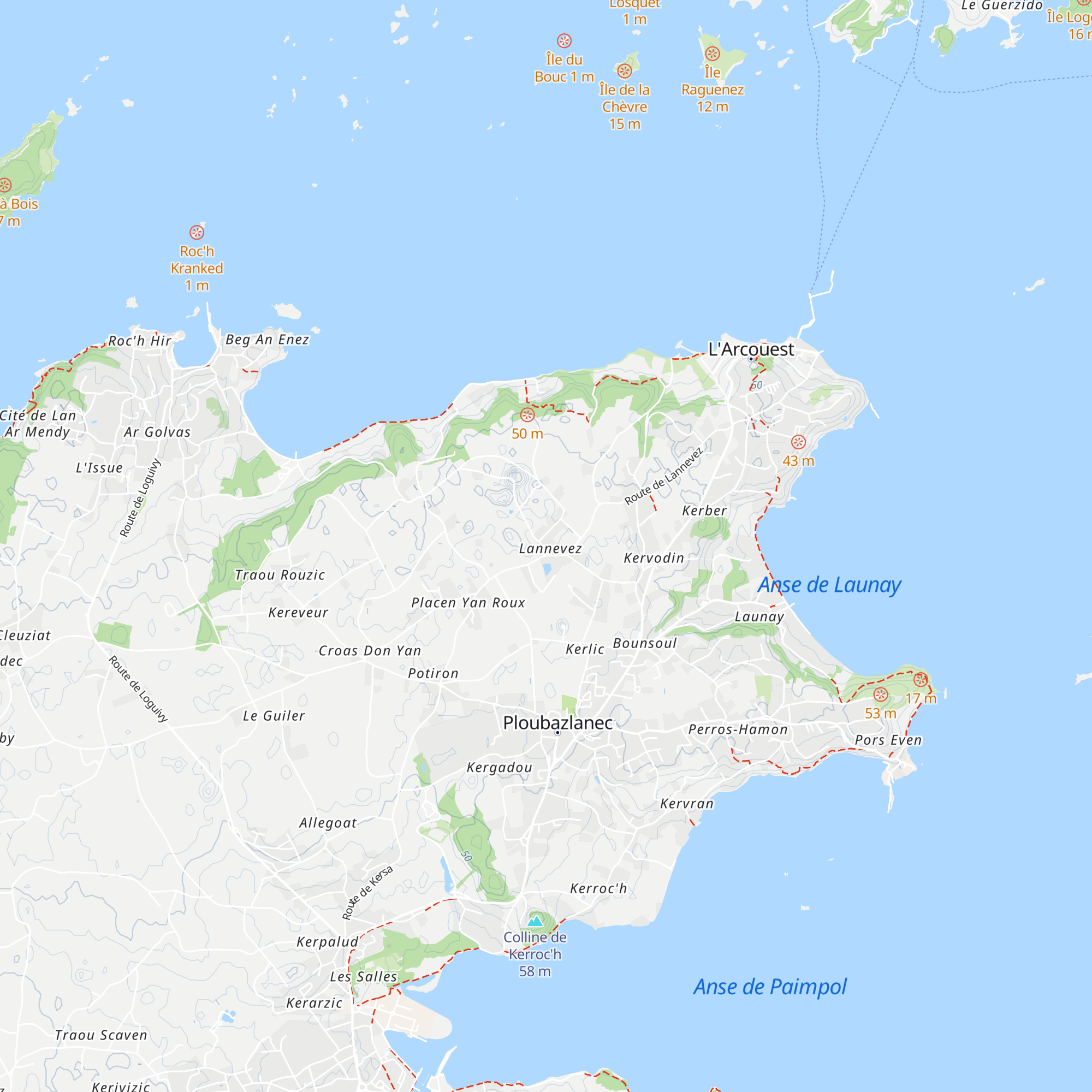 Gîtes de Lannevez map