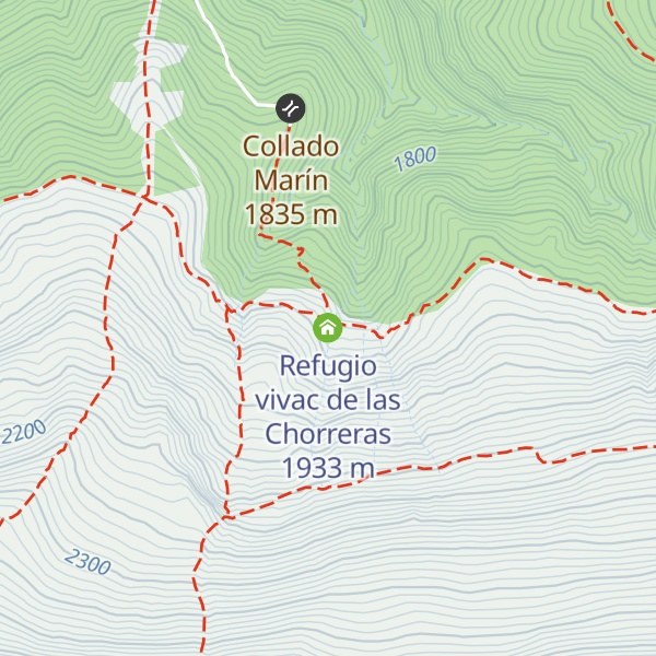 Map of Refugio vivac de las Chorreras