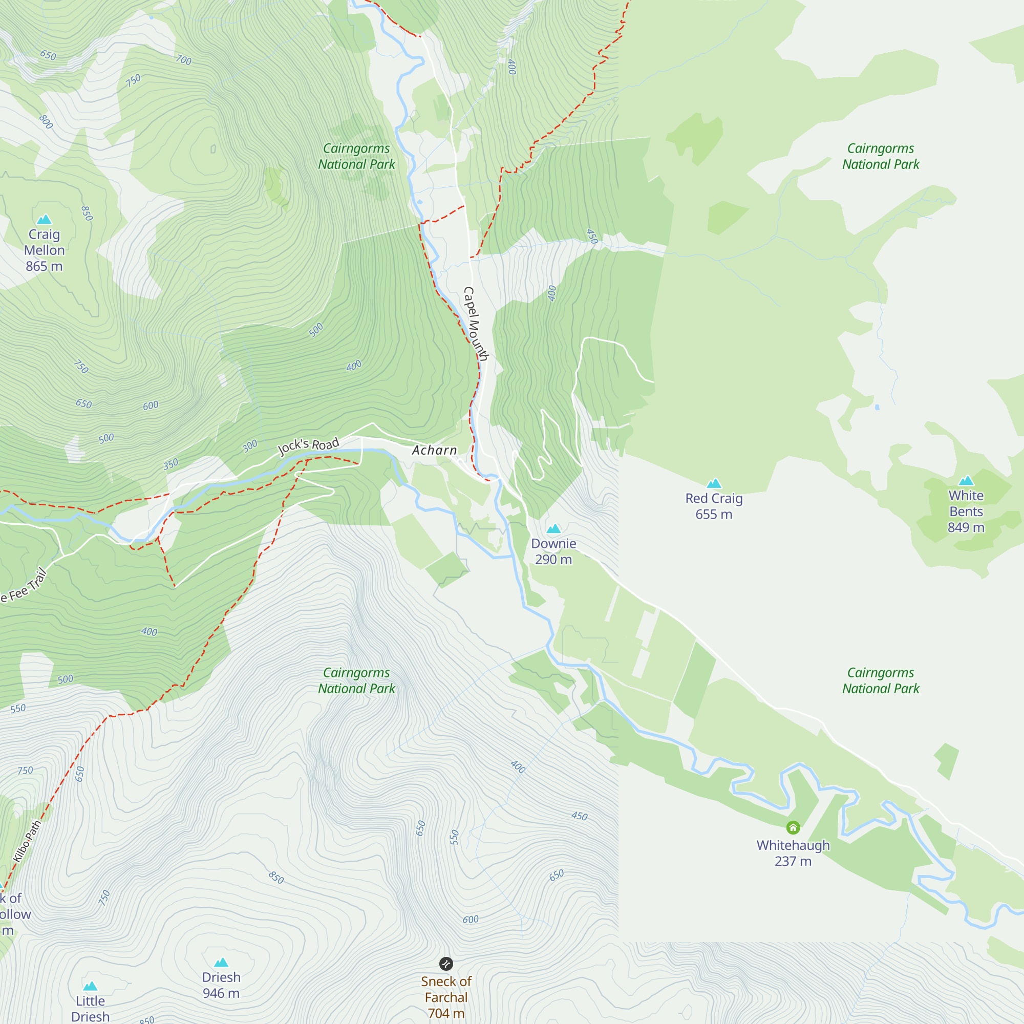 Braedownie Hut map