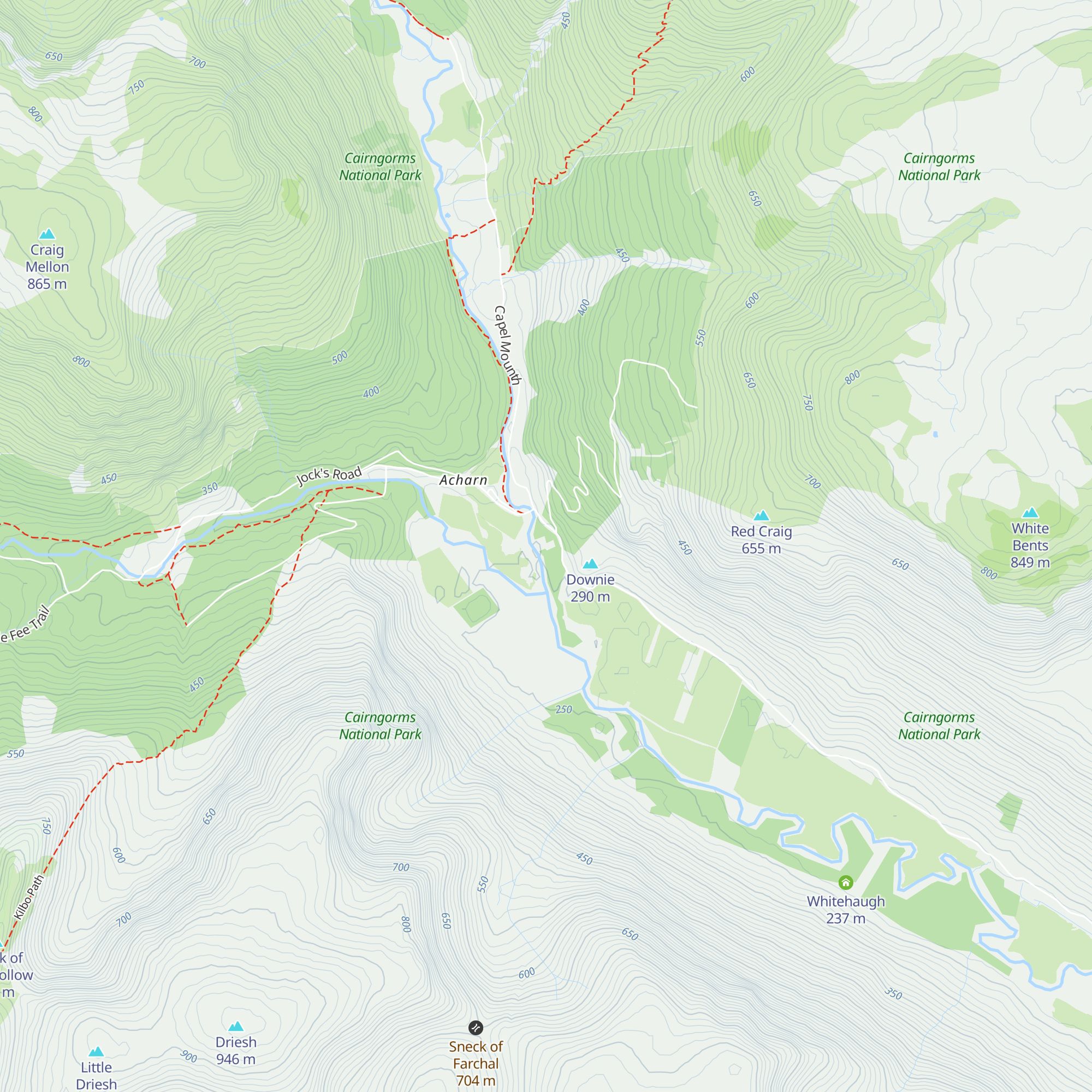 Braedownie Hut map