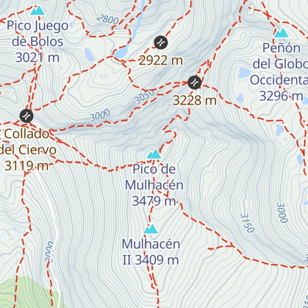 Map of Pico de Mulhacén