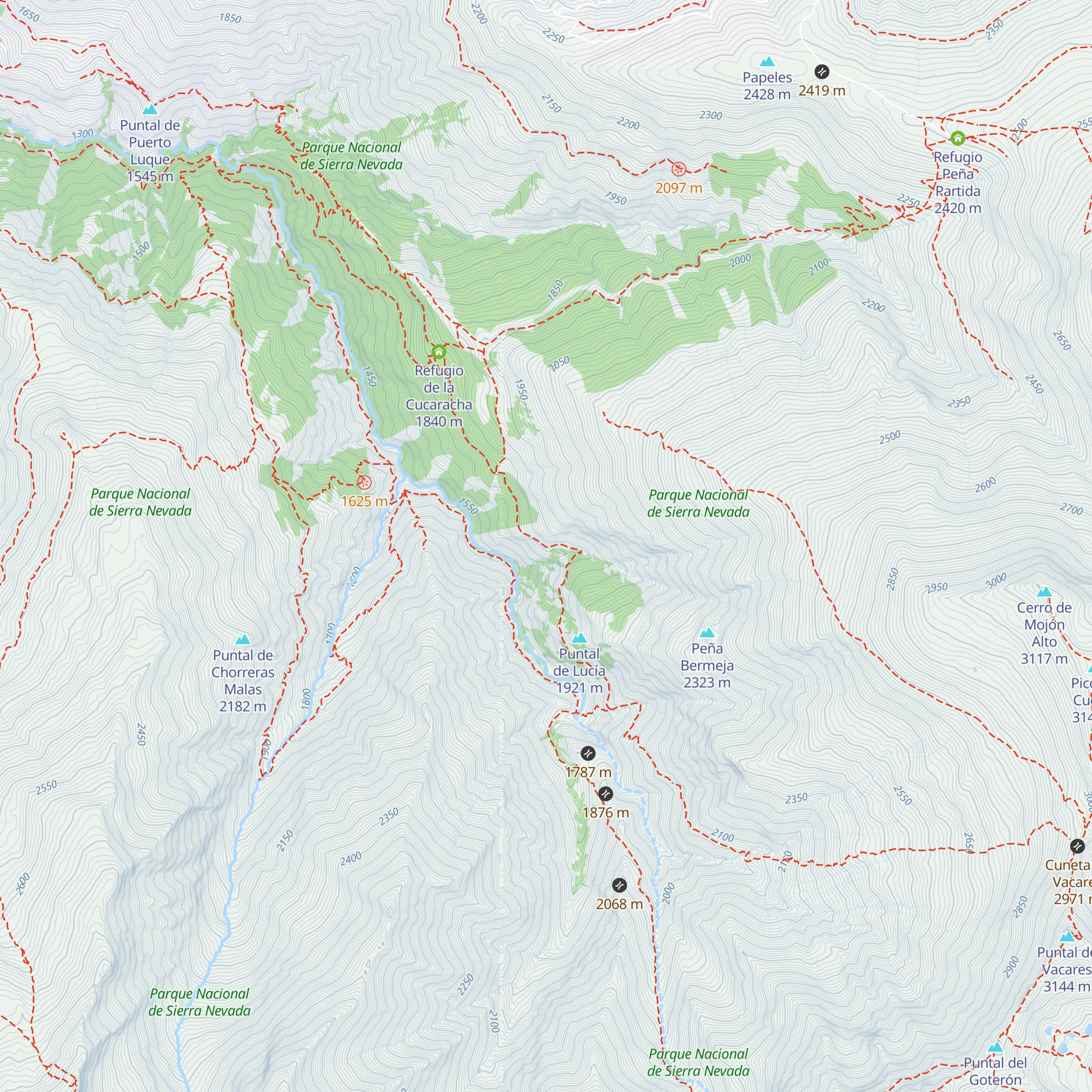 Refugio del Aceral map