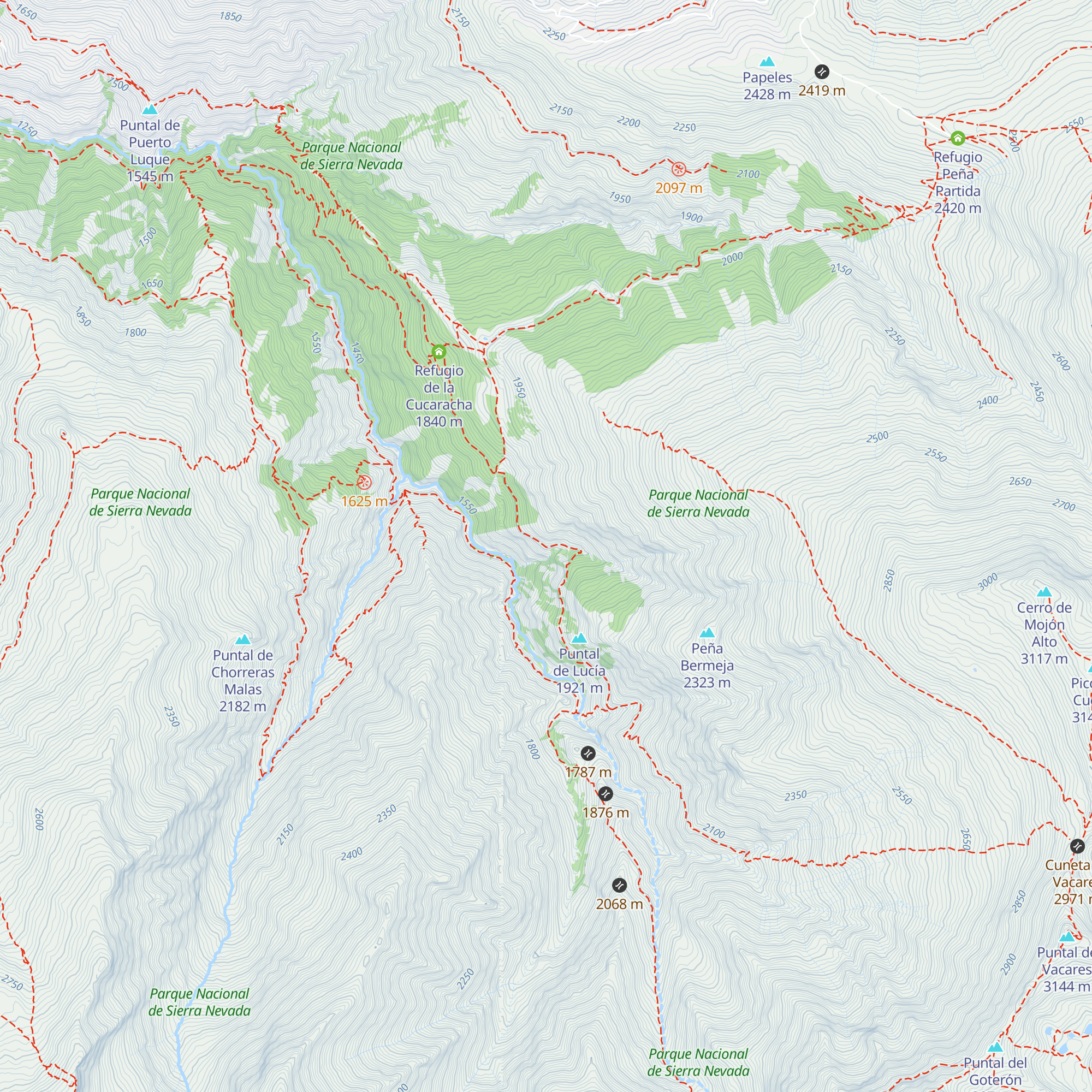 Refugio del Aceral map