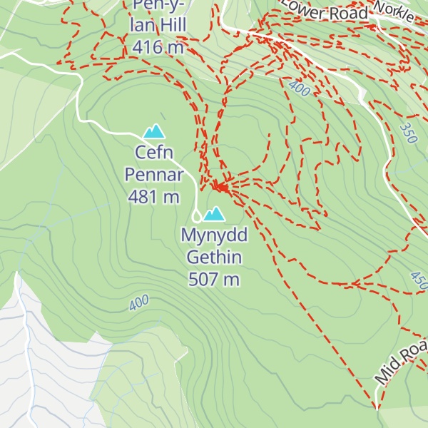 Map of Mynydd Gethin
