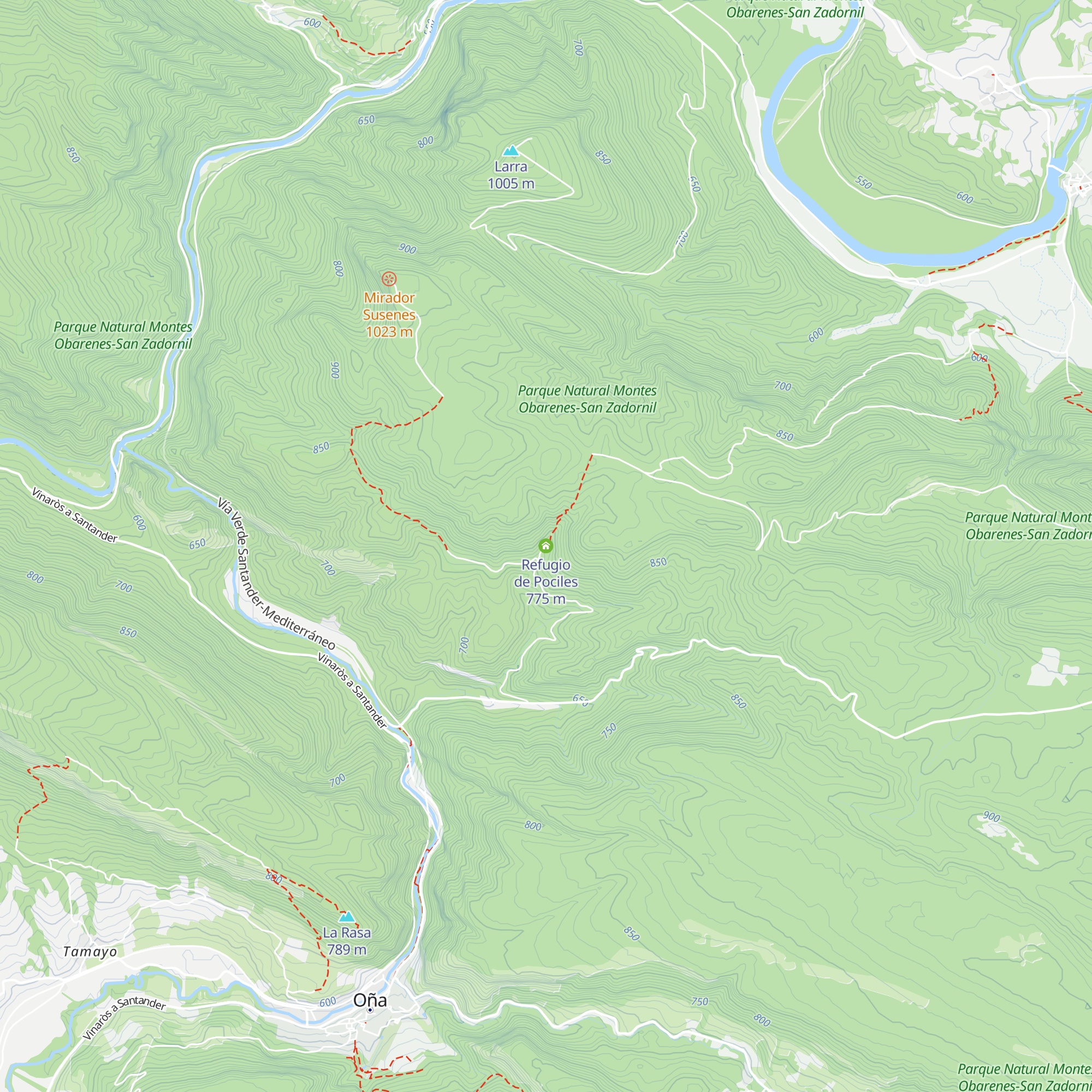 Refugio de Pociles map
