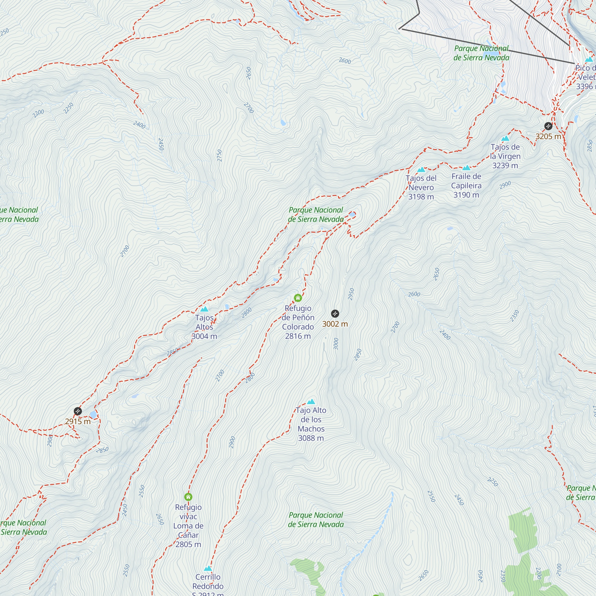 Refugio de Peñón Colorado map