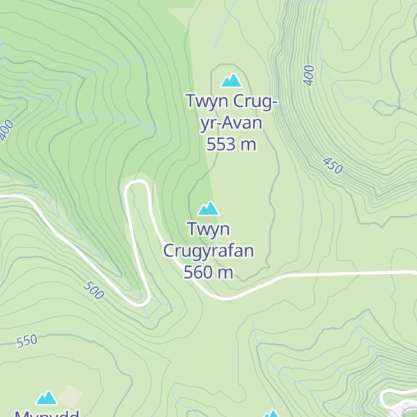 Map of Twyn Crugyrafan