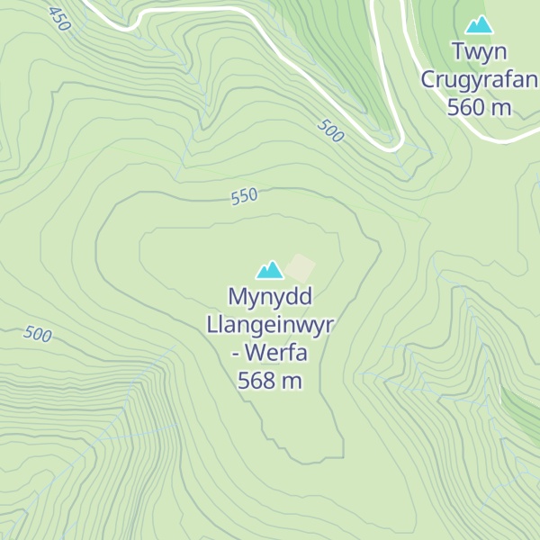 Map of Mynydd Llangeinwyr - Werfa