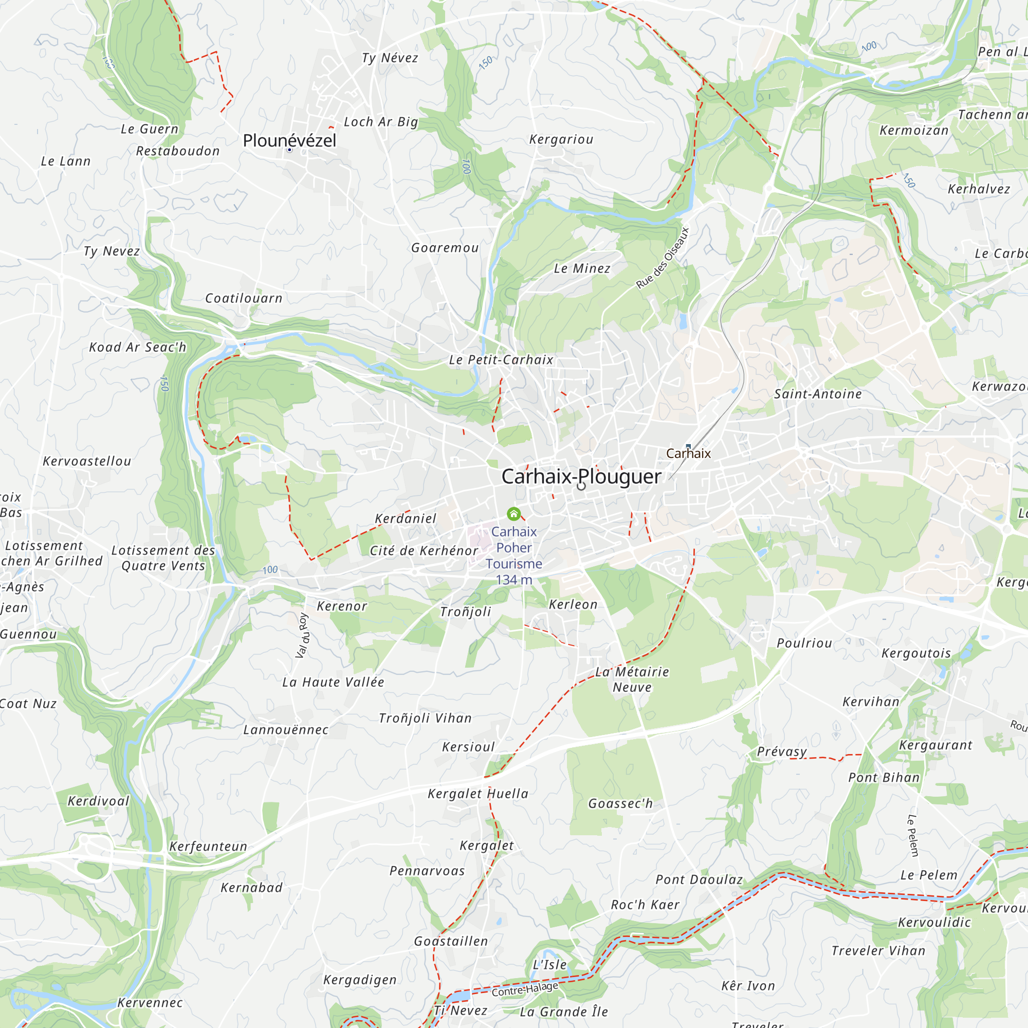 Carhaix Poher Tourisme map