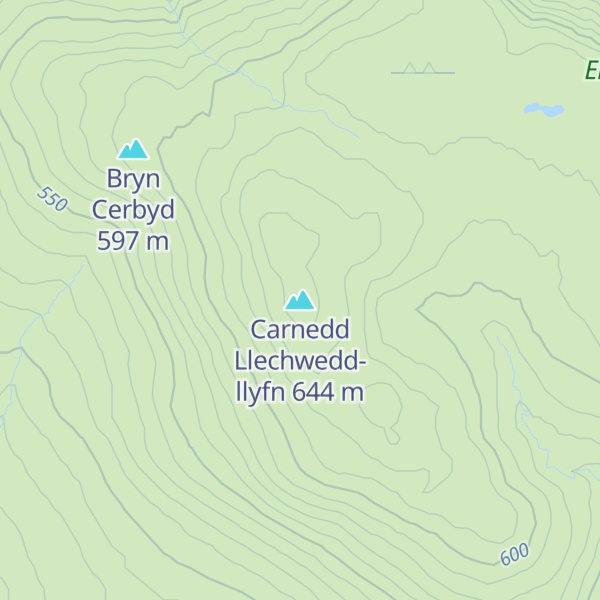 Map of Carnedd Llechwedd-llyfn