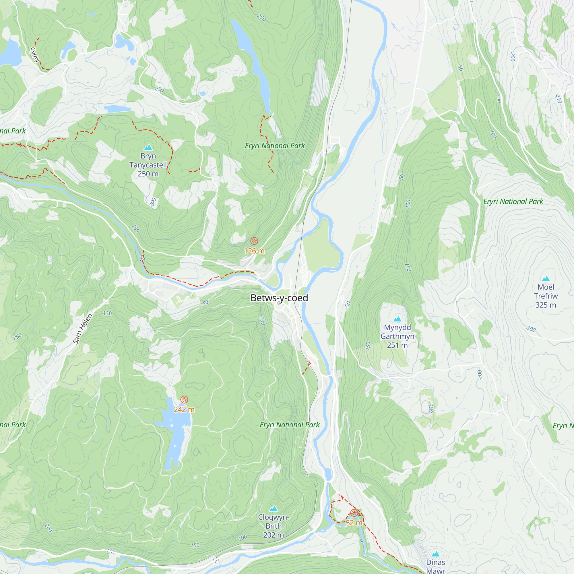 Betws-y-Coed Tourist Information map