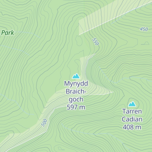 Map of Mynydd Braich-goch