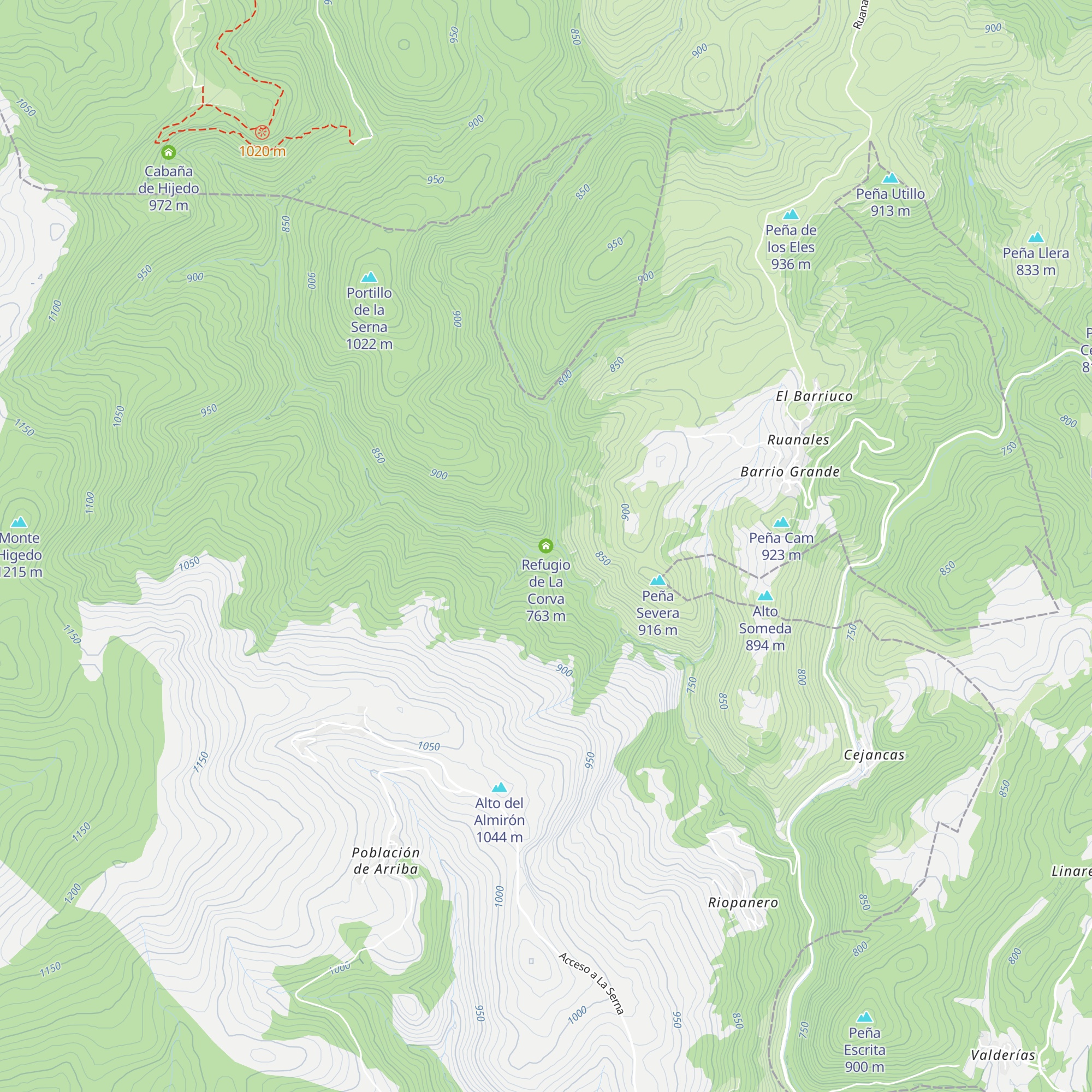 Refugio de La Corva map