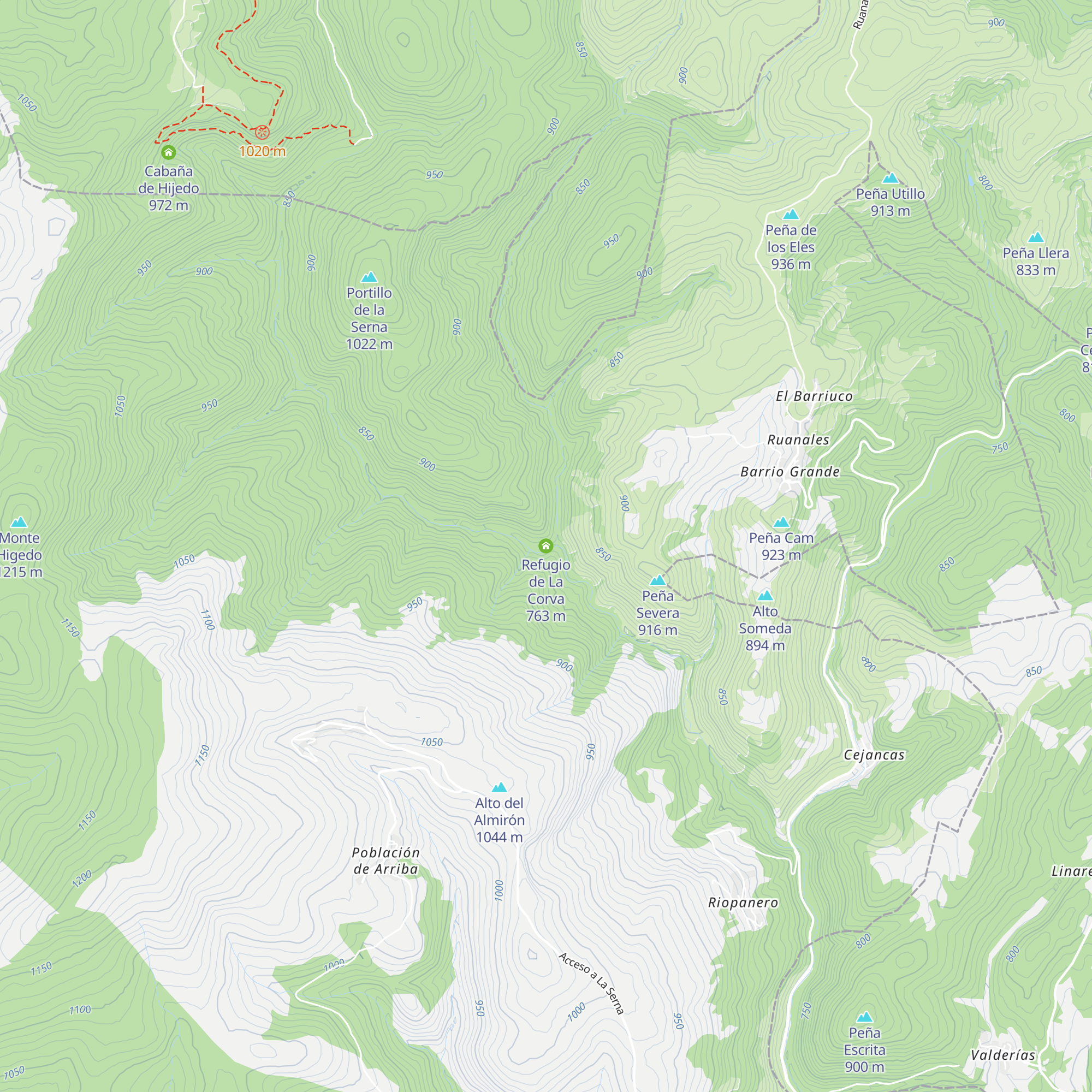 Refugio de La Corva map