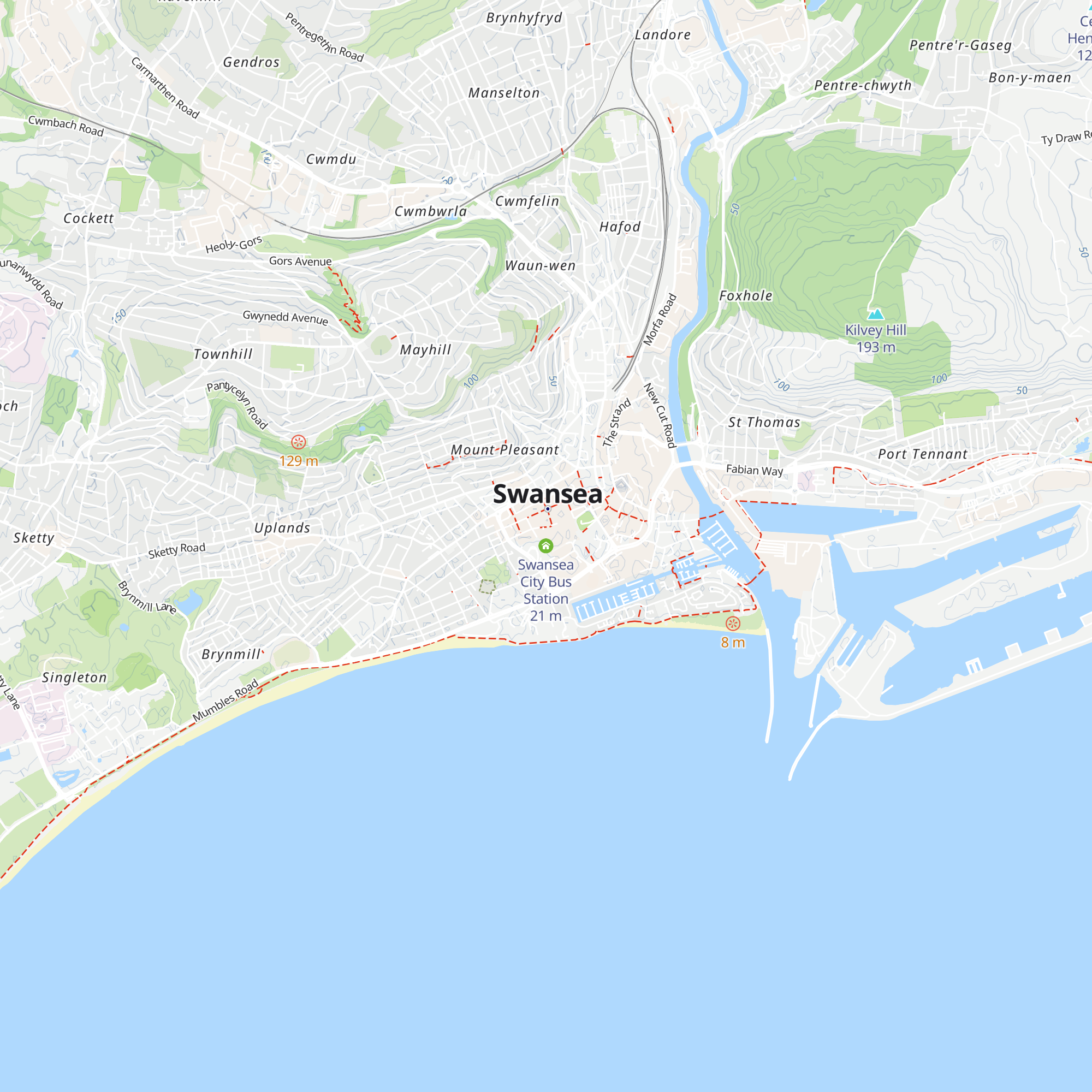 Swansea City Bus Station map