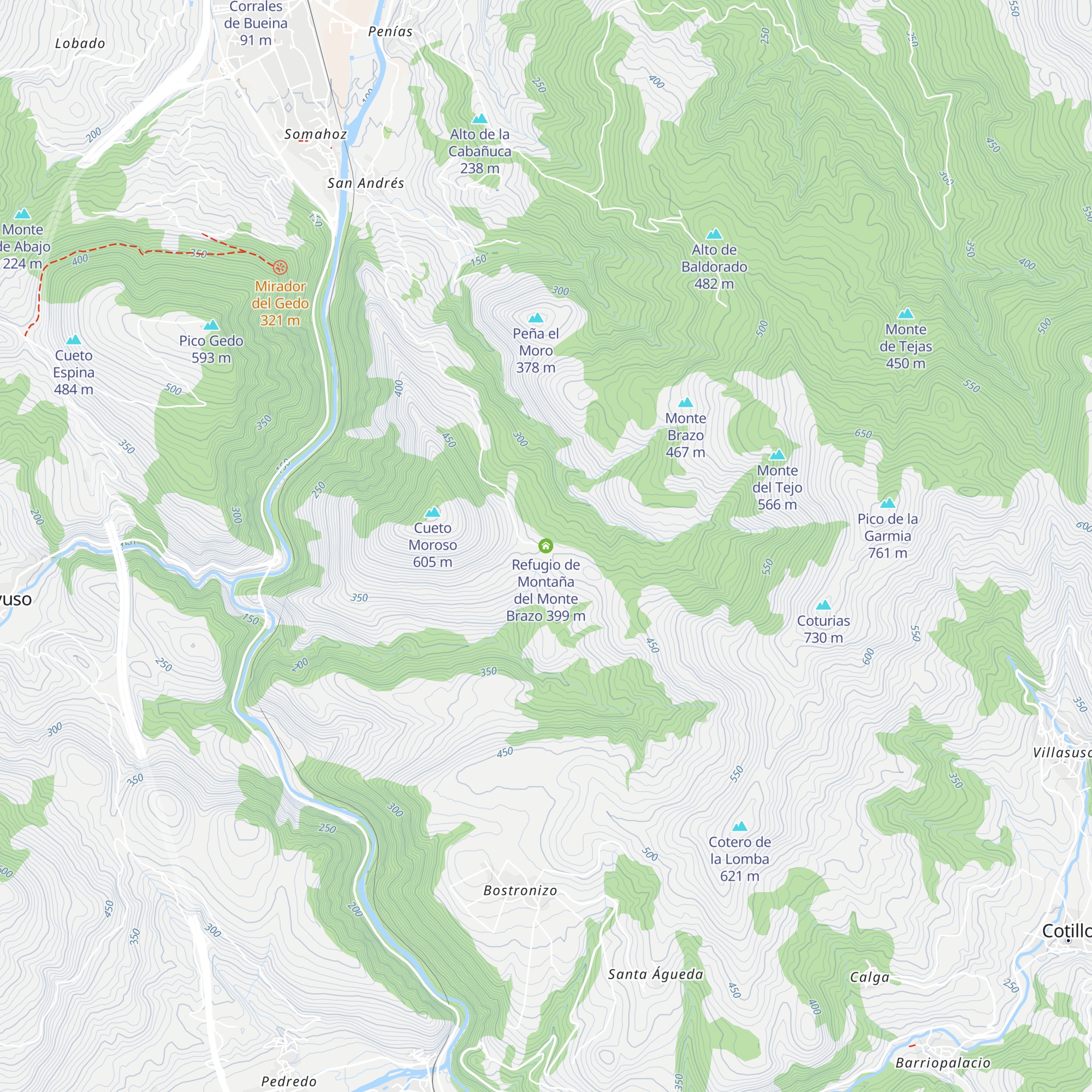 Refugio de Montaña del Monte Brazo map