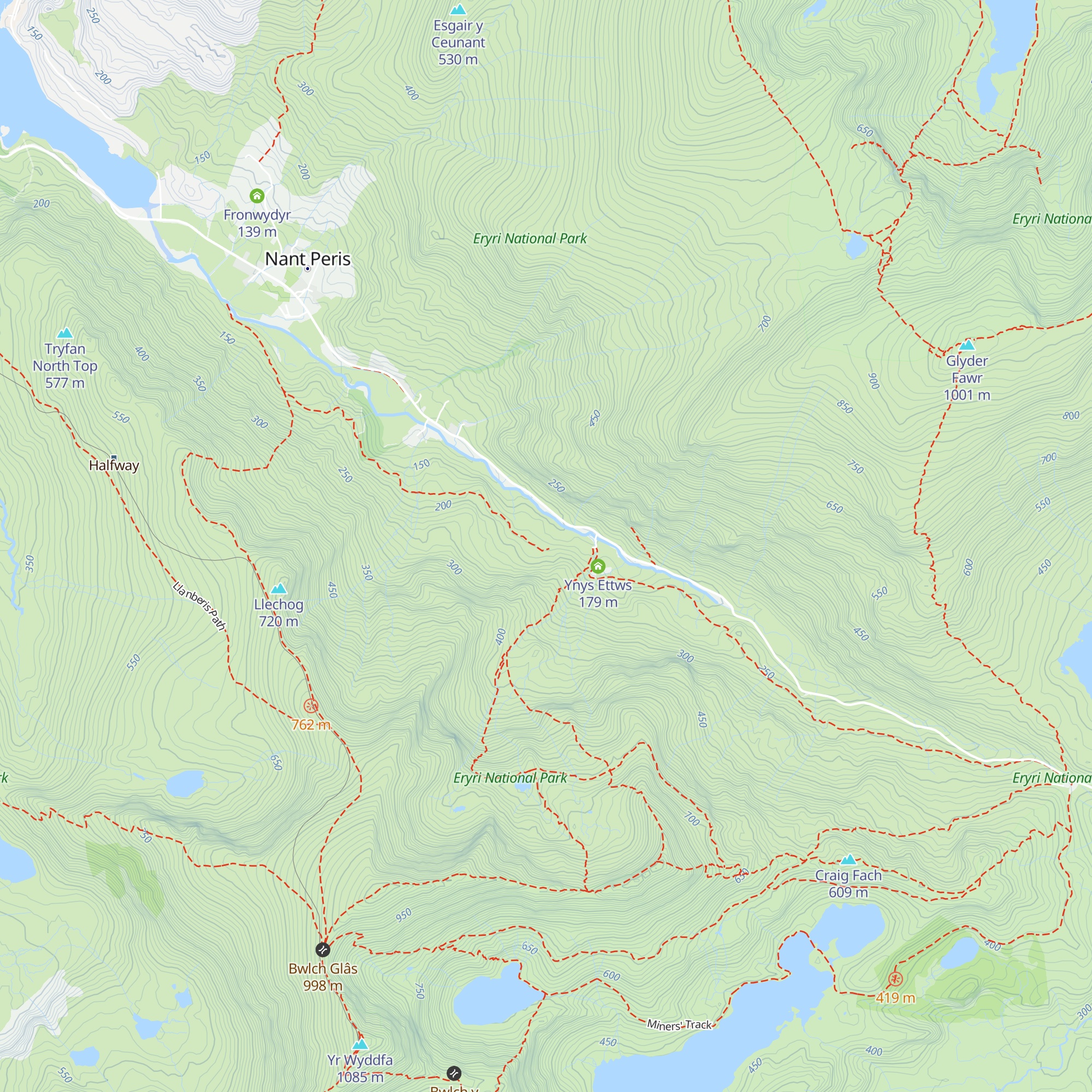Cwm Glas Mawr map