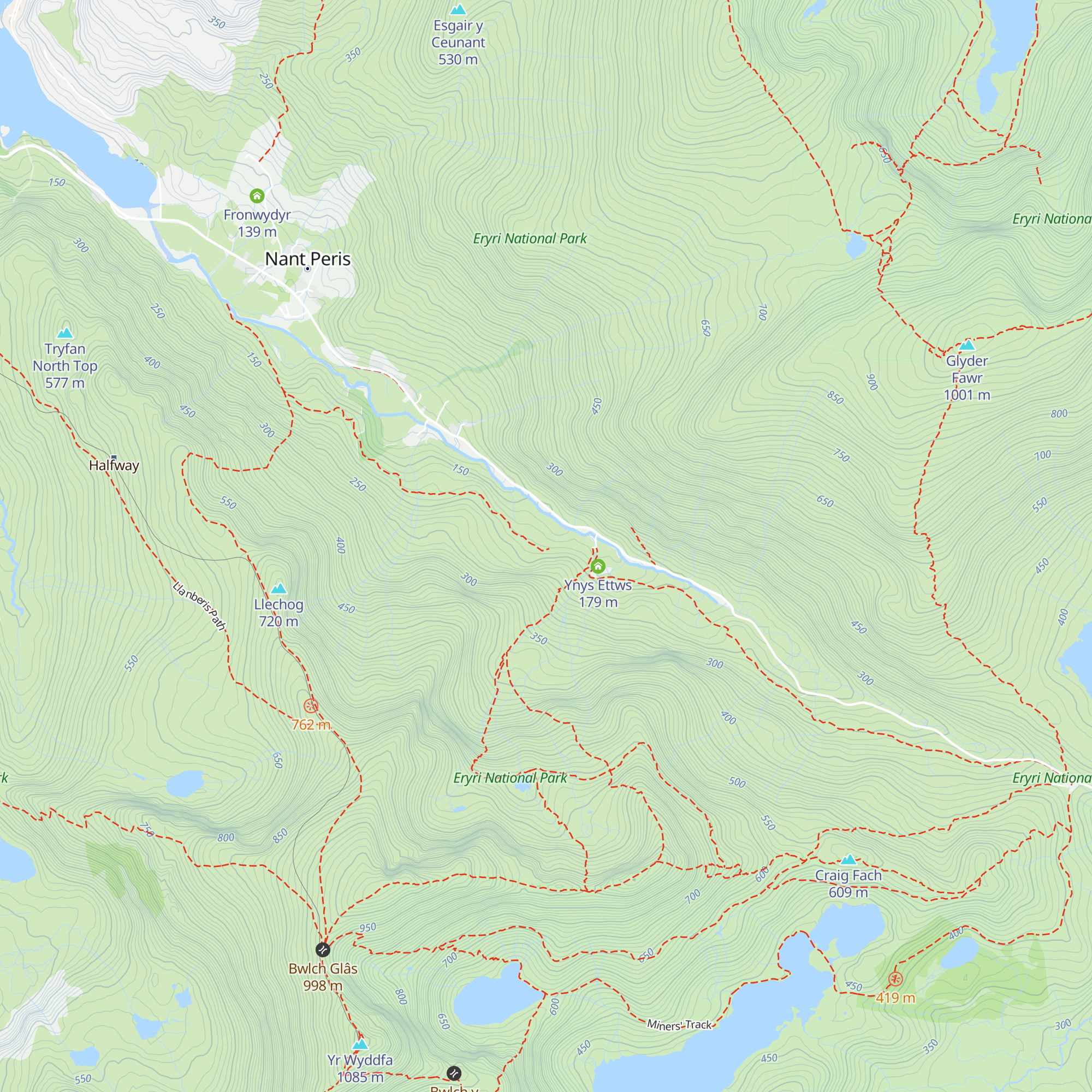 Cwm Glas Mawr map