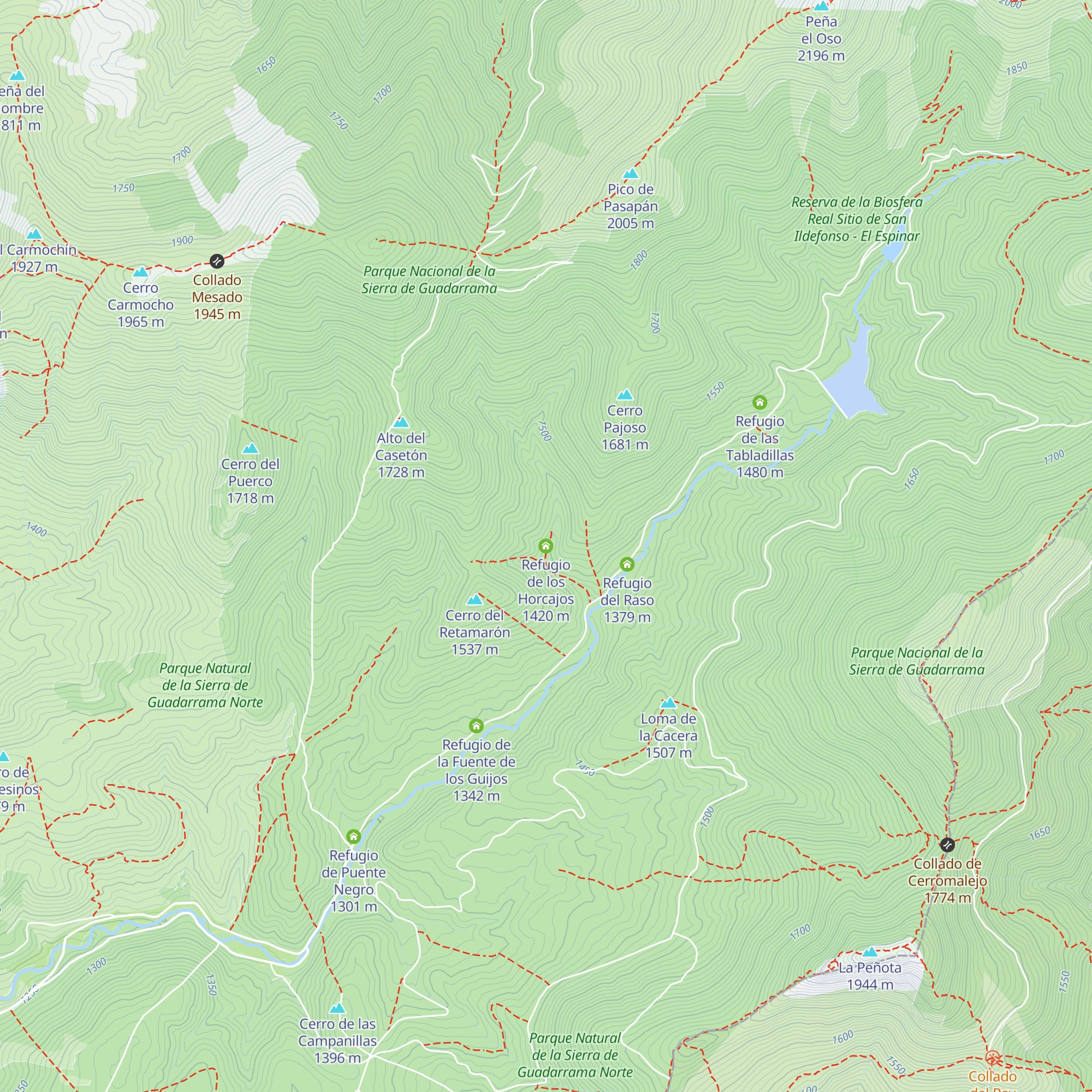 Refugio de los Horcajos map