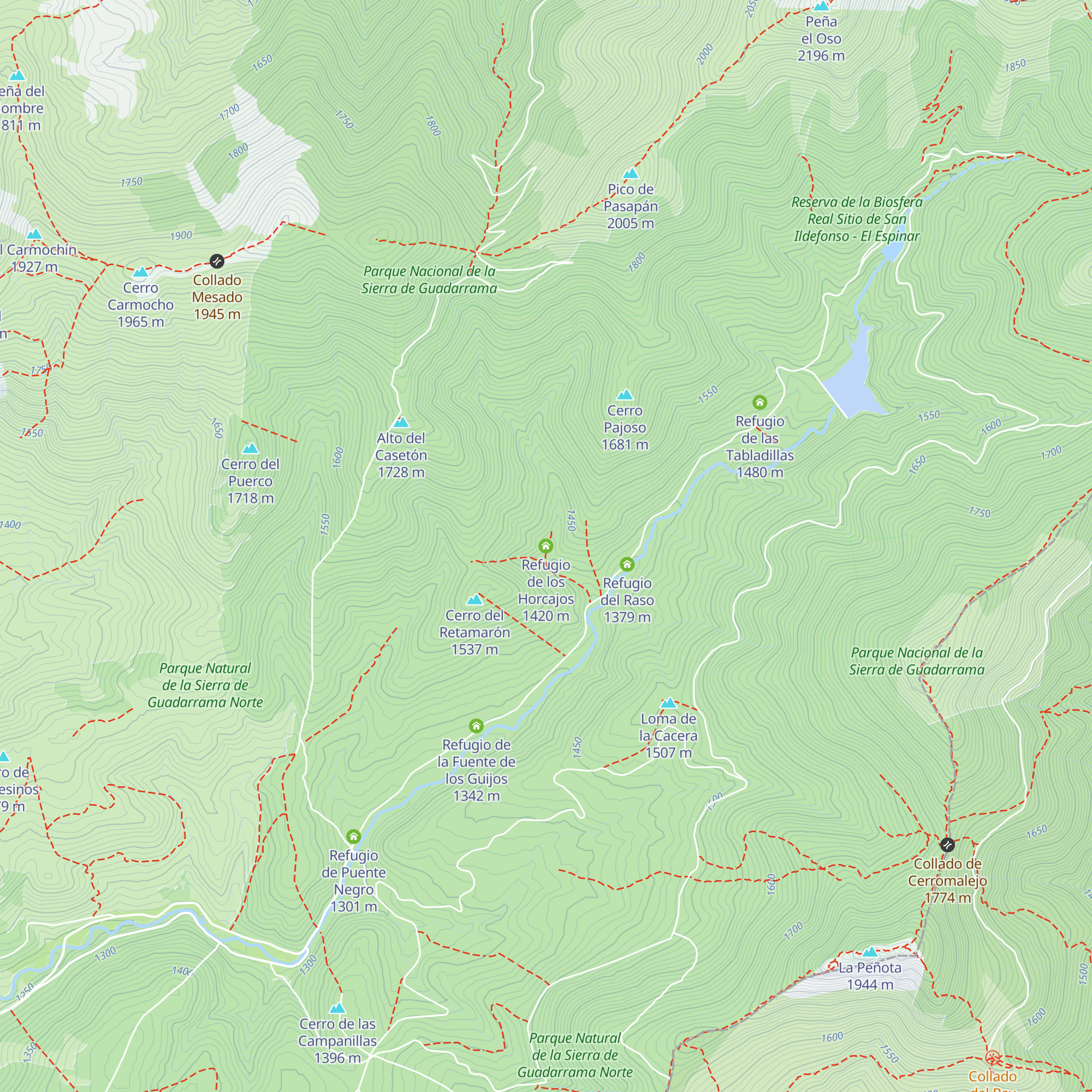 Refugio de los Horcajos map