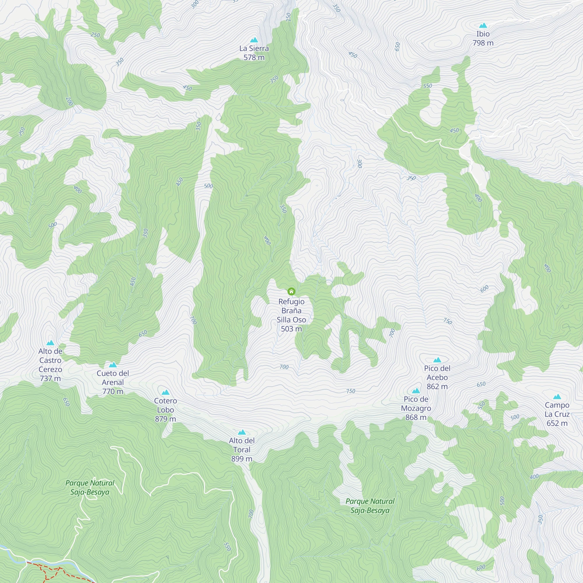 Refugio Braña Silla Oso map