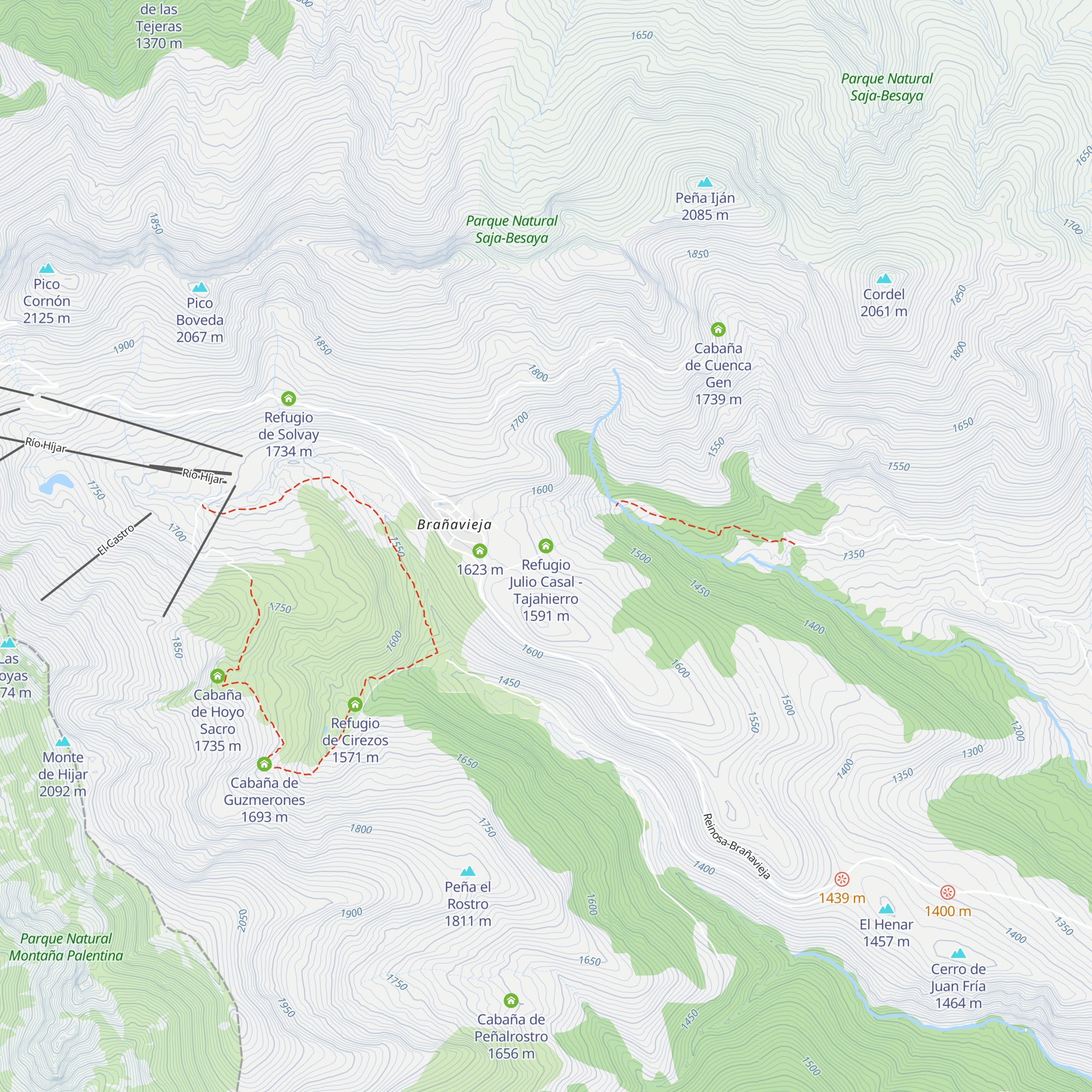 Refugio Julio Casal - Tajahierro map