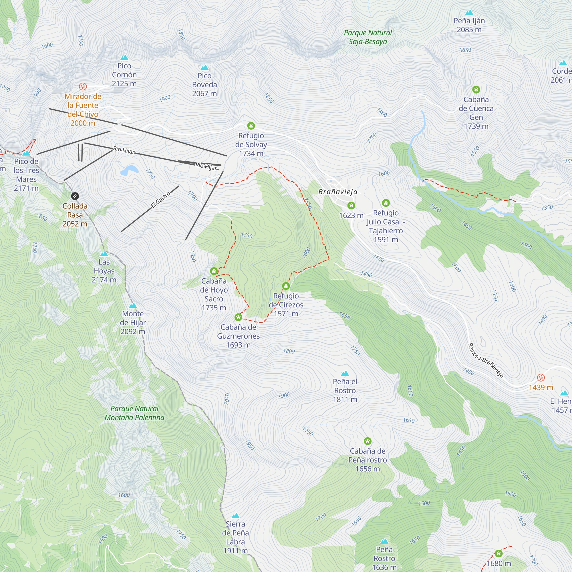 Refugio de Cirezos map