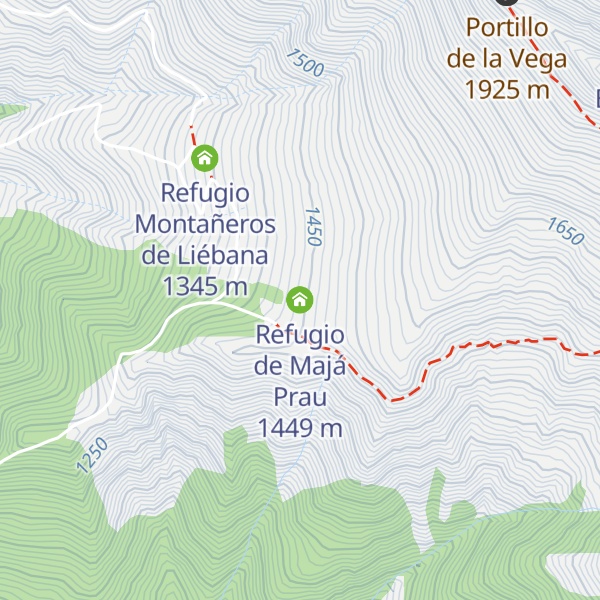 Map of Refugio de Majá Prau