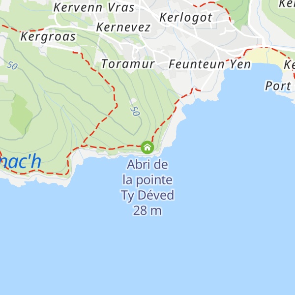 Map of Abri de la pointe Ty Déved