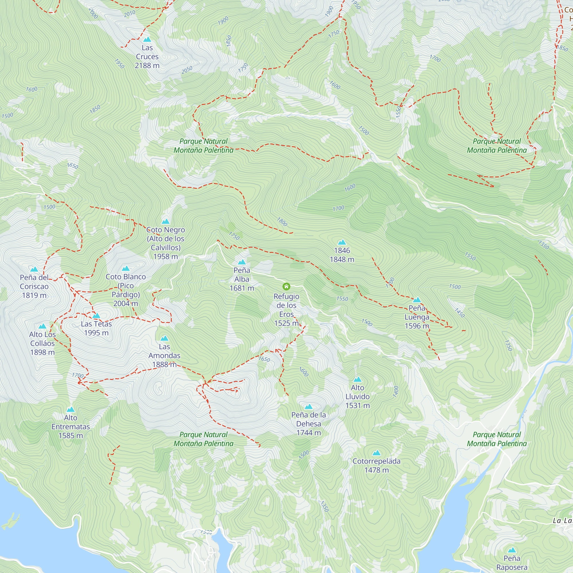 Refugio de los Eros map