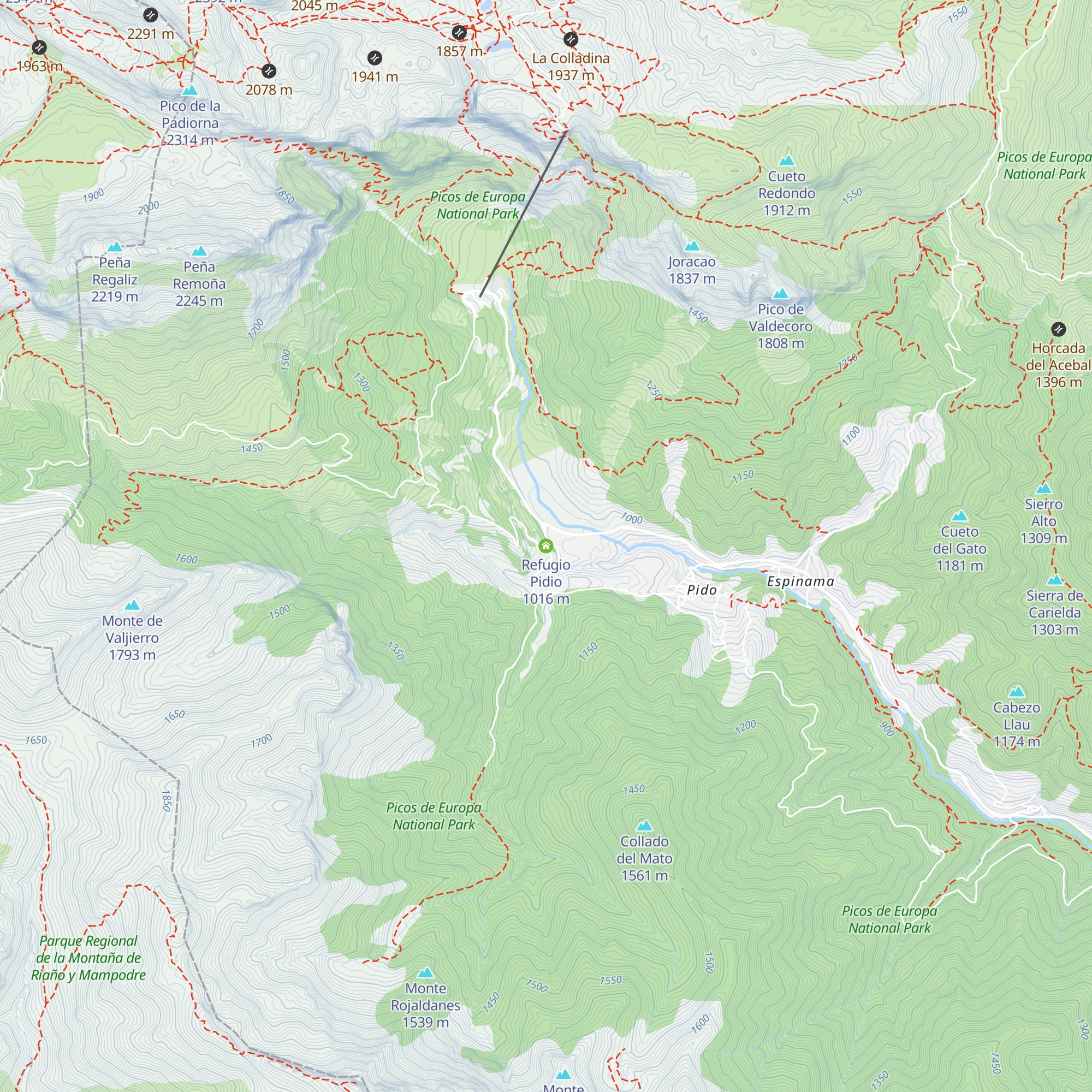 Refugio Pidio map