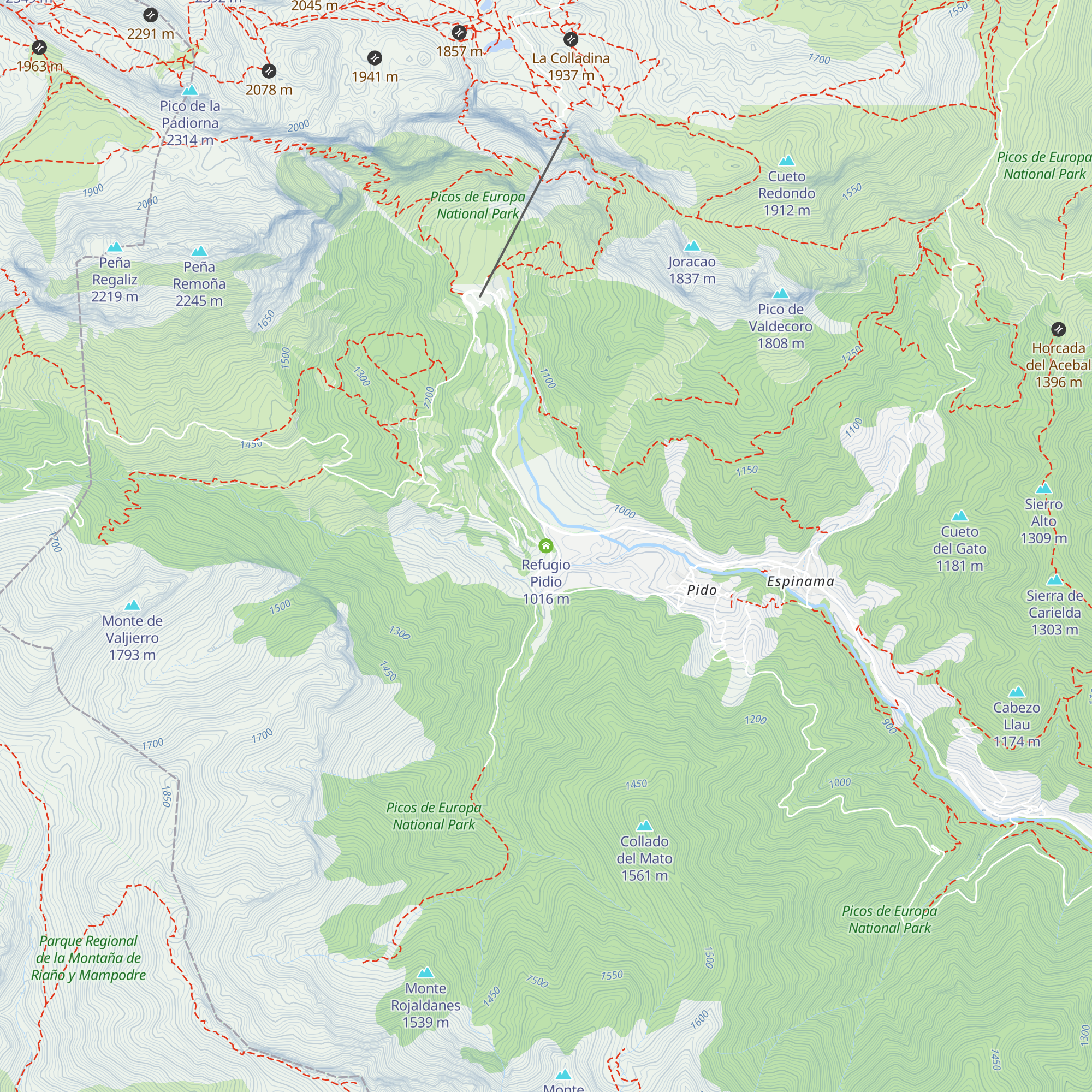 Refugio Pidio map