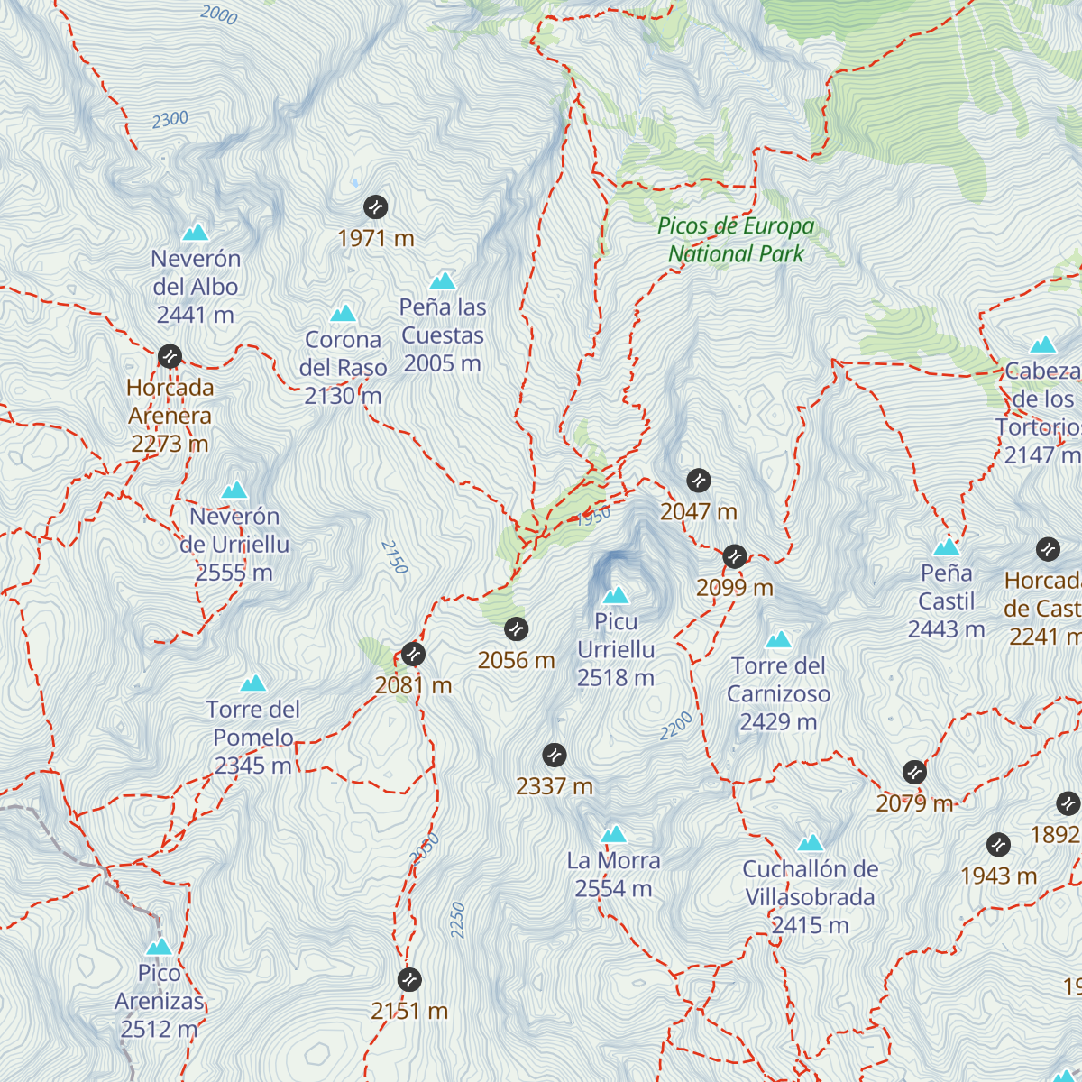 Refugio de Urriellu map