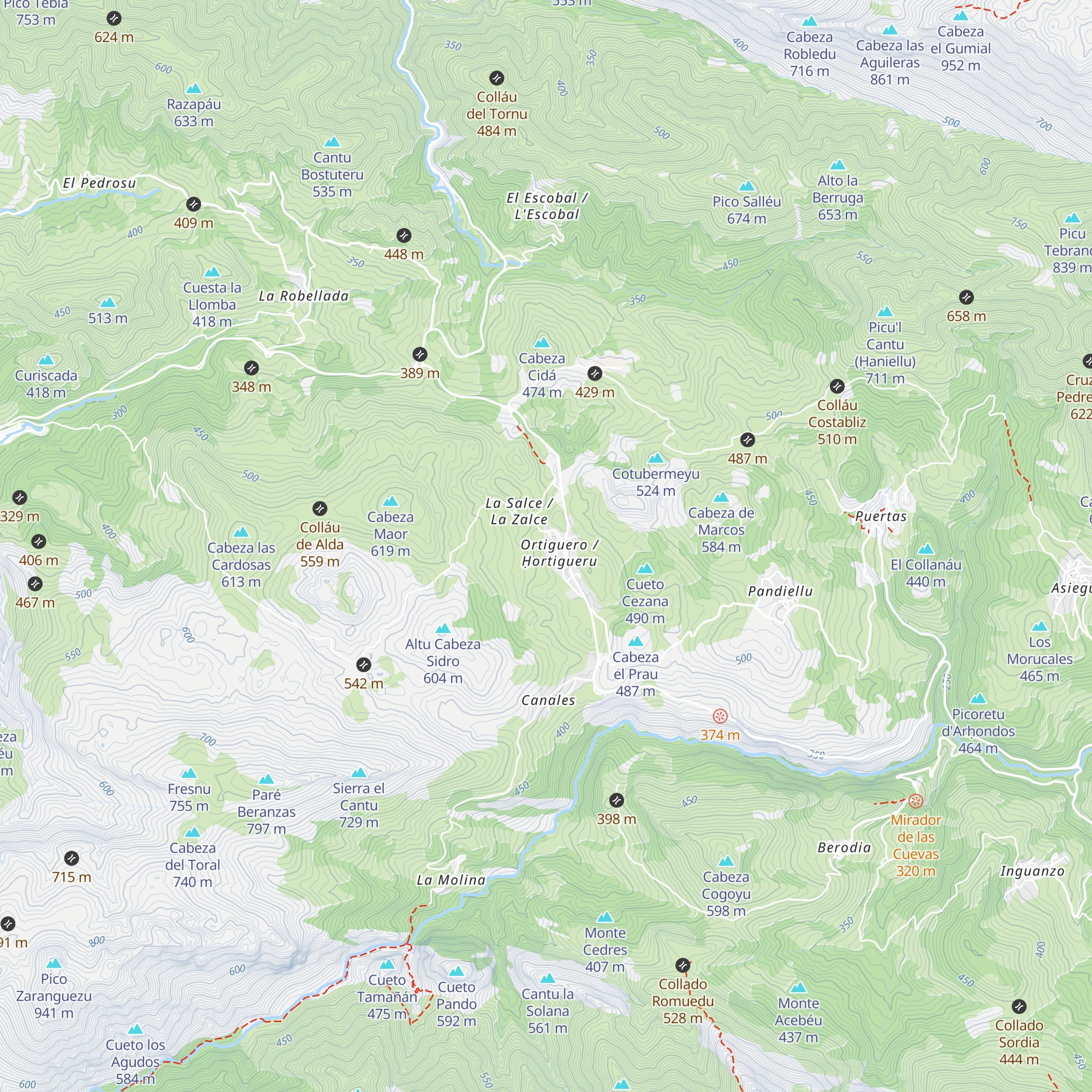 Refugio del Cares map