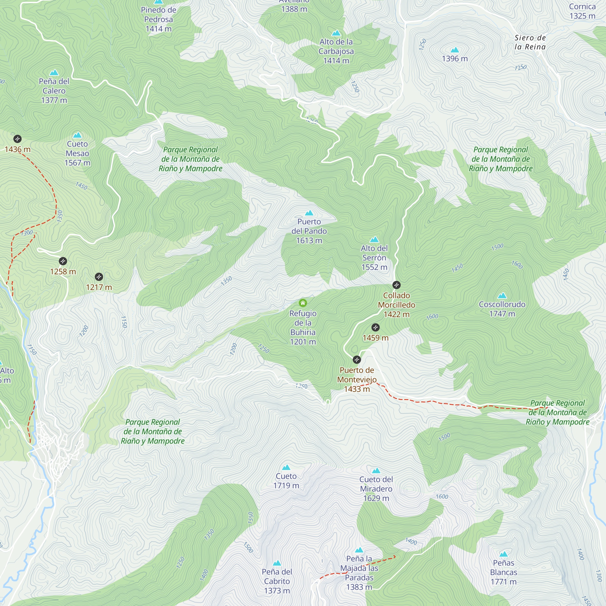 Refugio de la Buhiria map