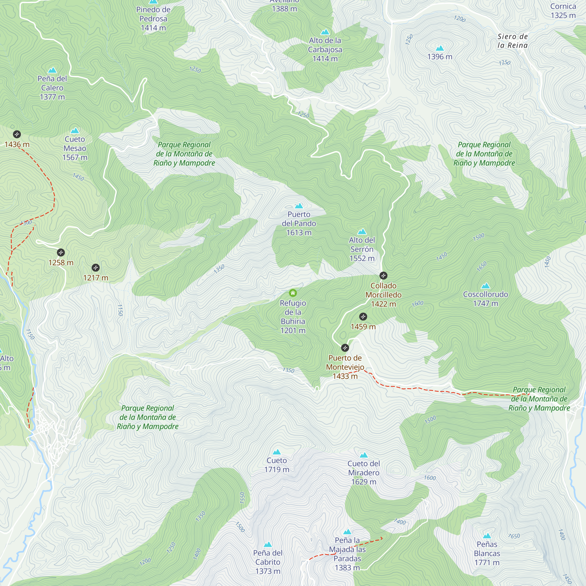Refugio de la Buhiria map