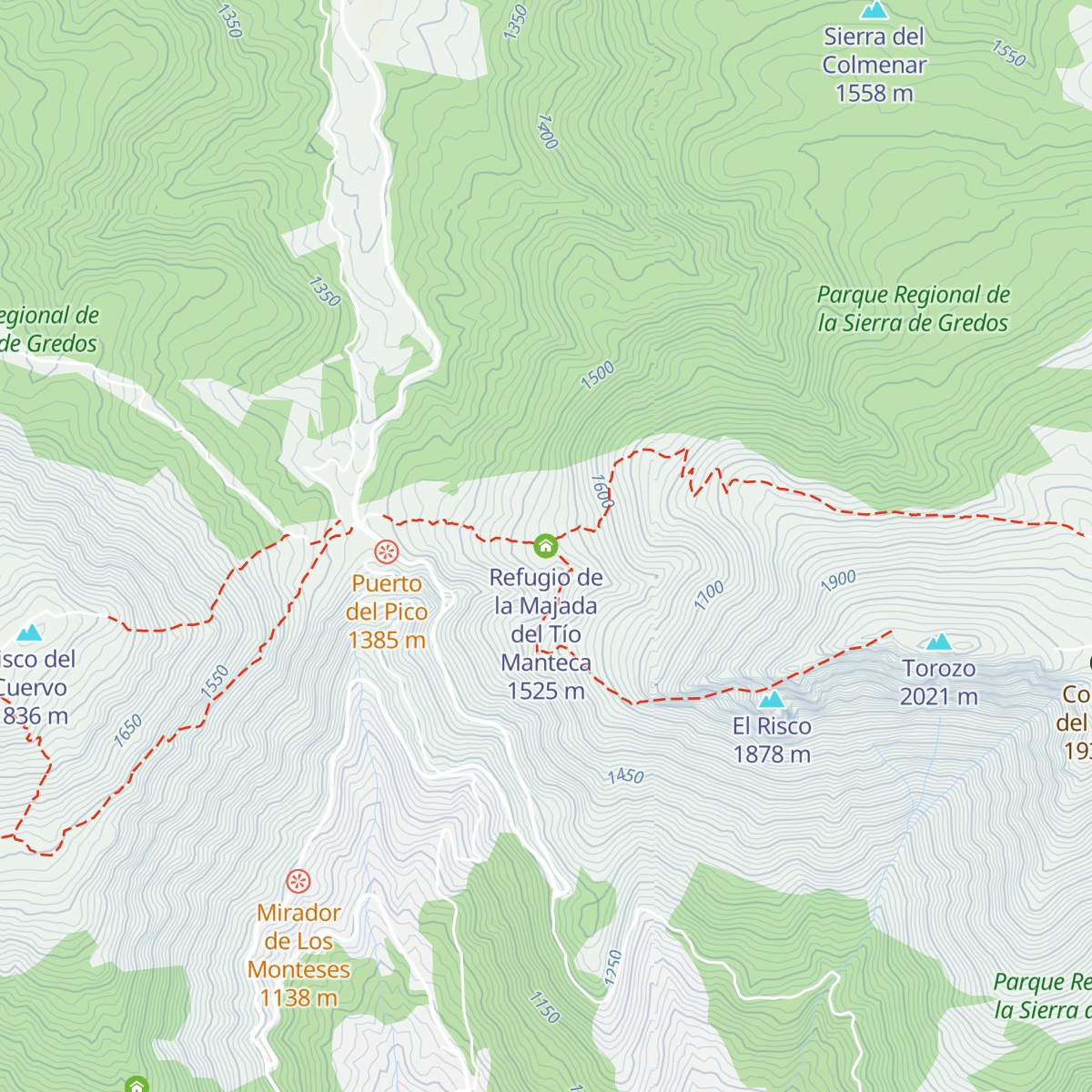 Refugio de la Majada del Tío Manteca map