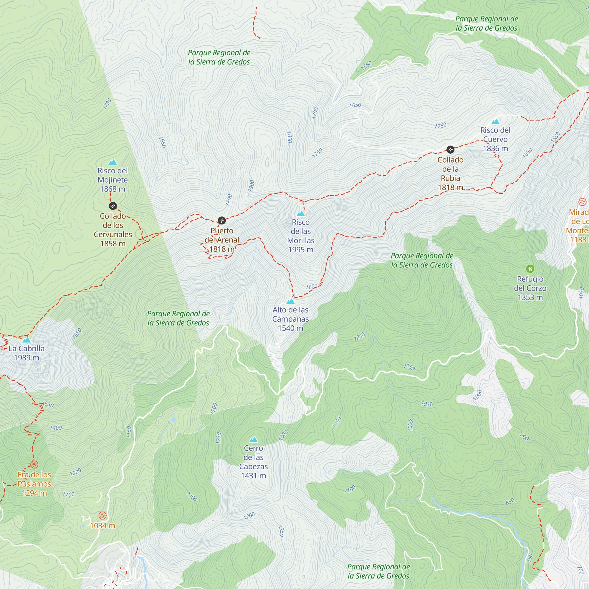 Refugio de Las Campanas map