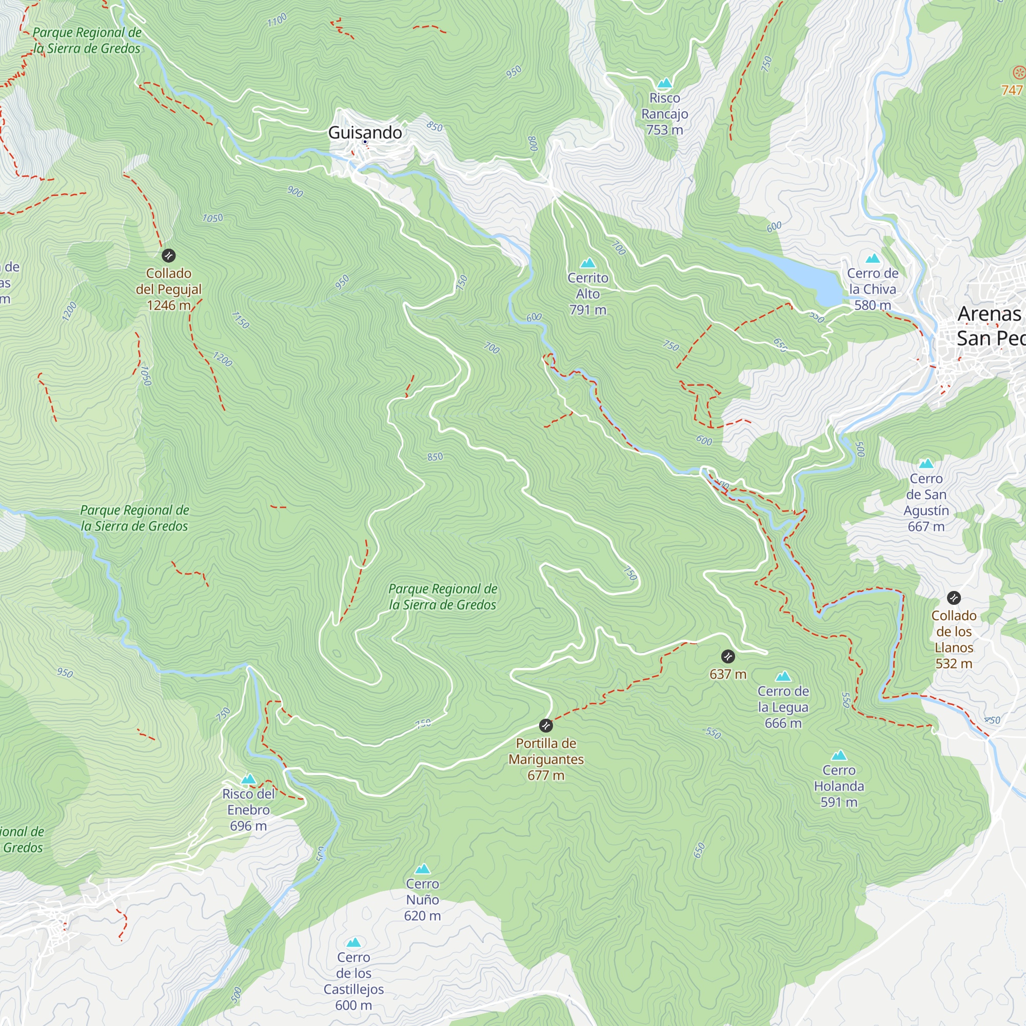 Refugio de los Guisandillos map