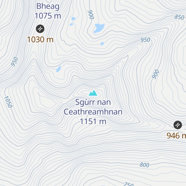 Map of Sgùrr nan Ceathreamhnan
